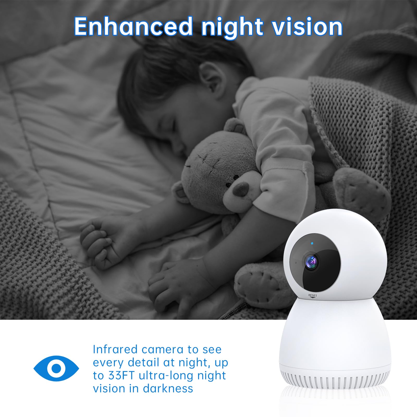 NoahTec 1080P Indoor Security Camera with Motion Detection, 2-Way Audio & Night Vision - Alexa Compatible Pet Camera & Baby Monitor for Home Security - Perfect for Nursery, Pet Room & Indoor Surveillance
