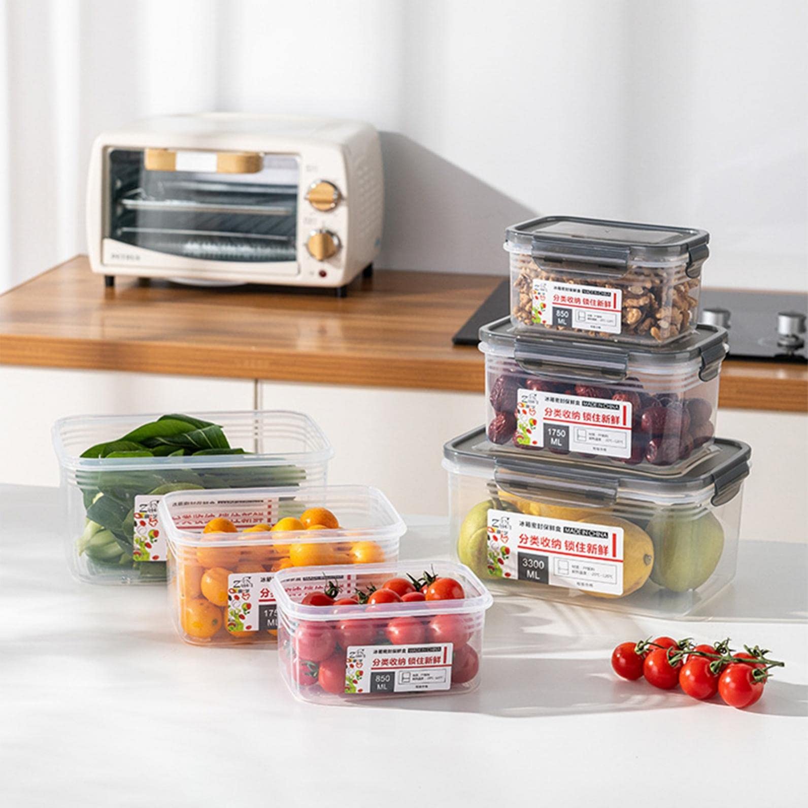 BPA-Free Plastic Food Storage Containers with Airtight Lids - 100% Leak Proof, Microwave, Freezer & Dishwasher Safe - Reusable Kitchen Food Containers (3-Piece Set) for Meal Prep, Leftovers & On-the-Go Lunches