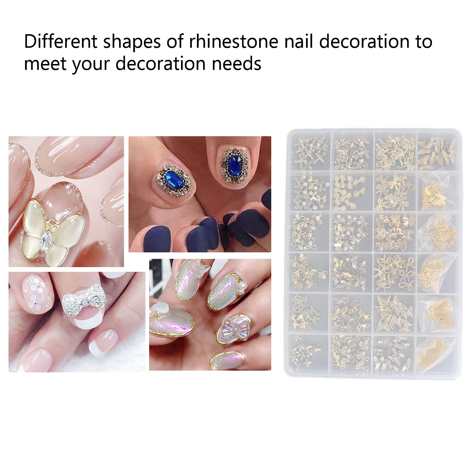 Premium Nail Art Kit with Golden Alloy Gems - DIY Nail Decoration Set for Manicure, Pedicure & Crafting | Perfect for Home Salon, Party Nails & Gift Giving