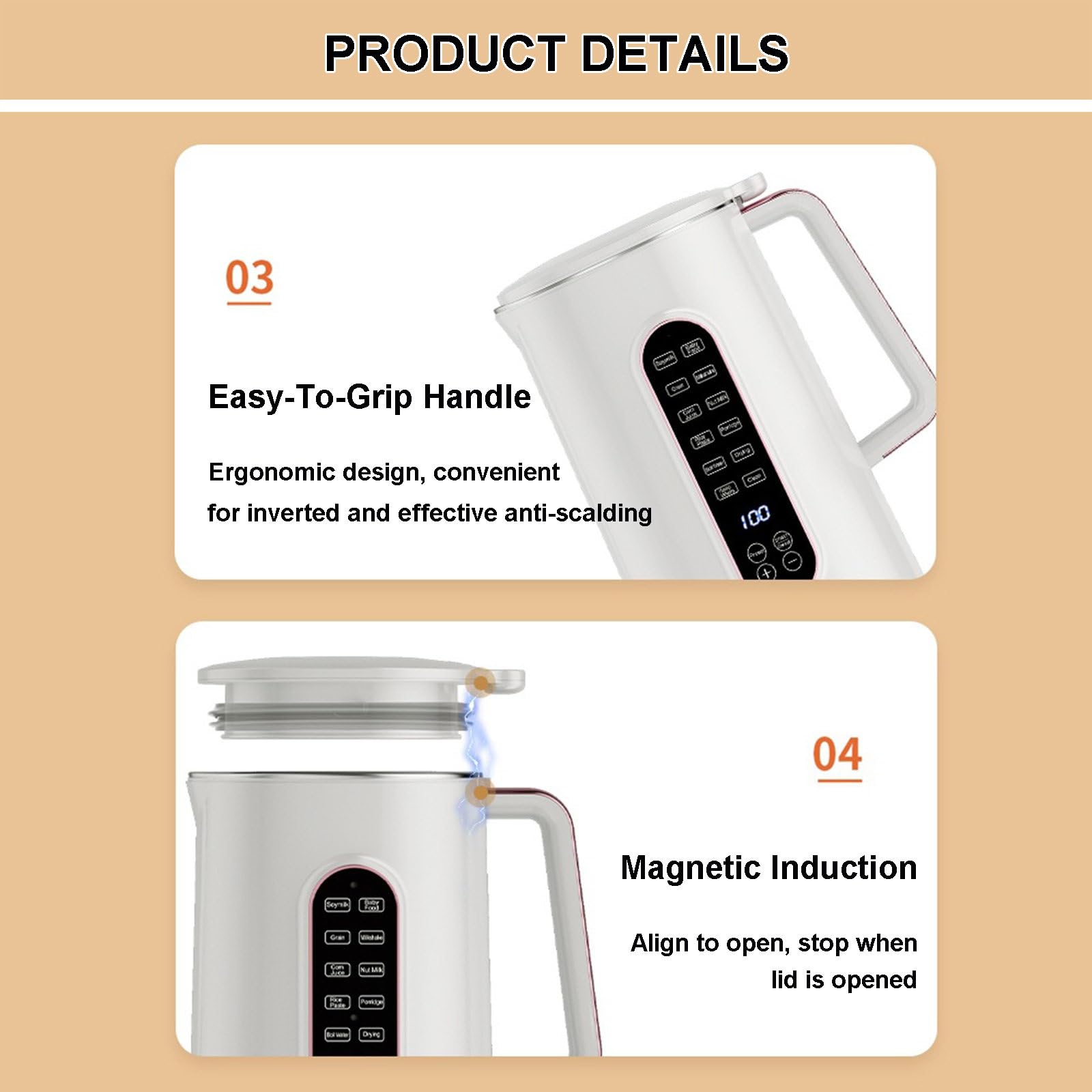 **Automatic Nut Milk Maker 32000 RPM - Stainless Steel Almond, Soy Milk Machine - Low Noise Wall Crushing for Home Use - Perfect for Afternoon Tea, Rice Paste, Porridge (Includes 2 Cups) - Healthy & Quick Homemade Nut Milk**