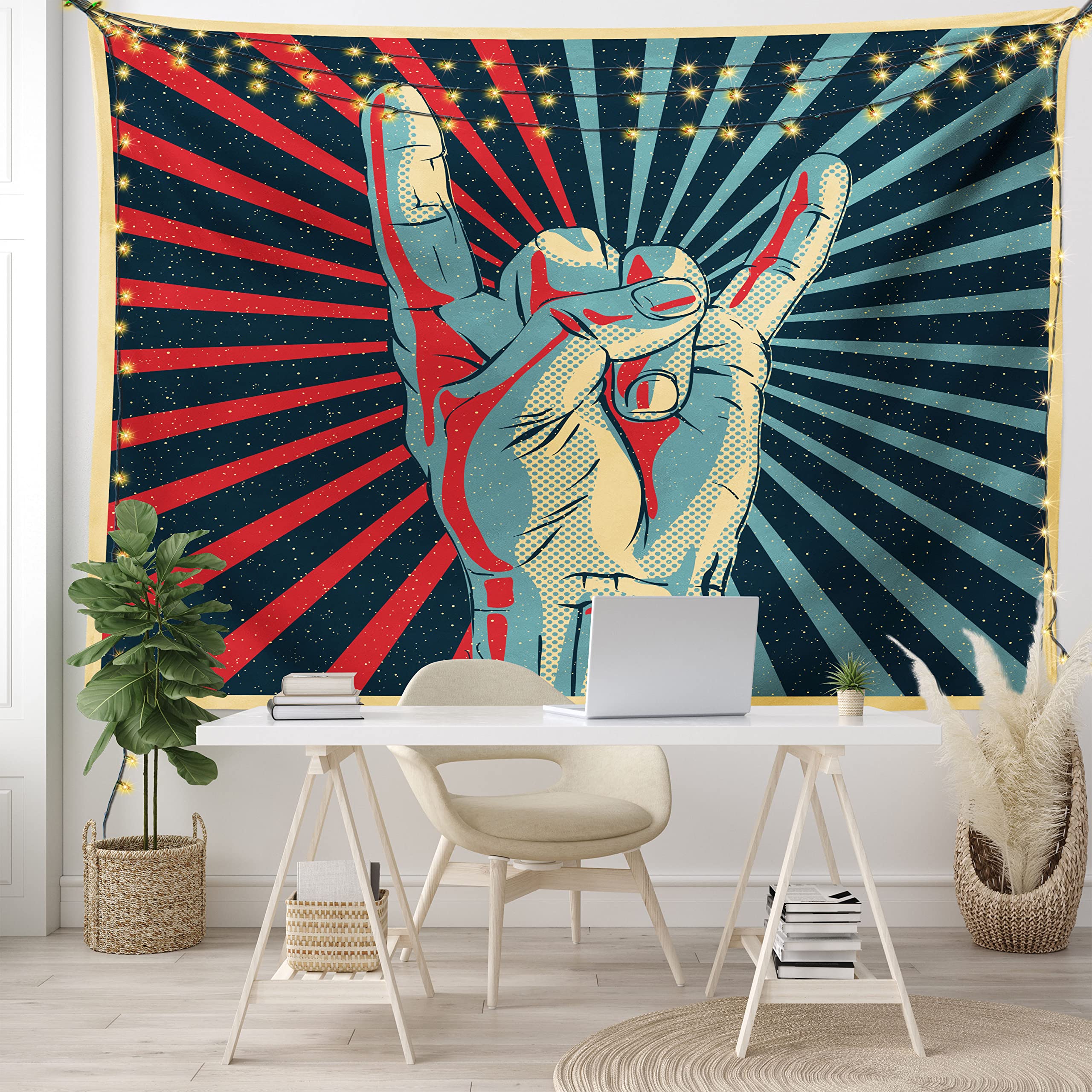Ambesonne Rock Music Tapestry - Heavy Metal Wall Art for Bedroom & Dorm Decor