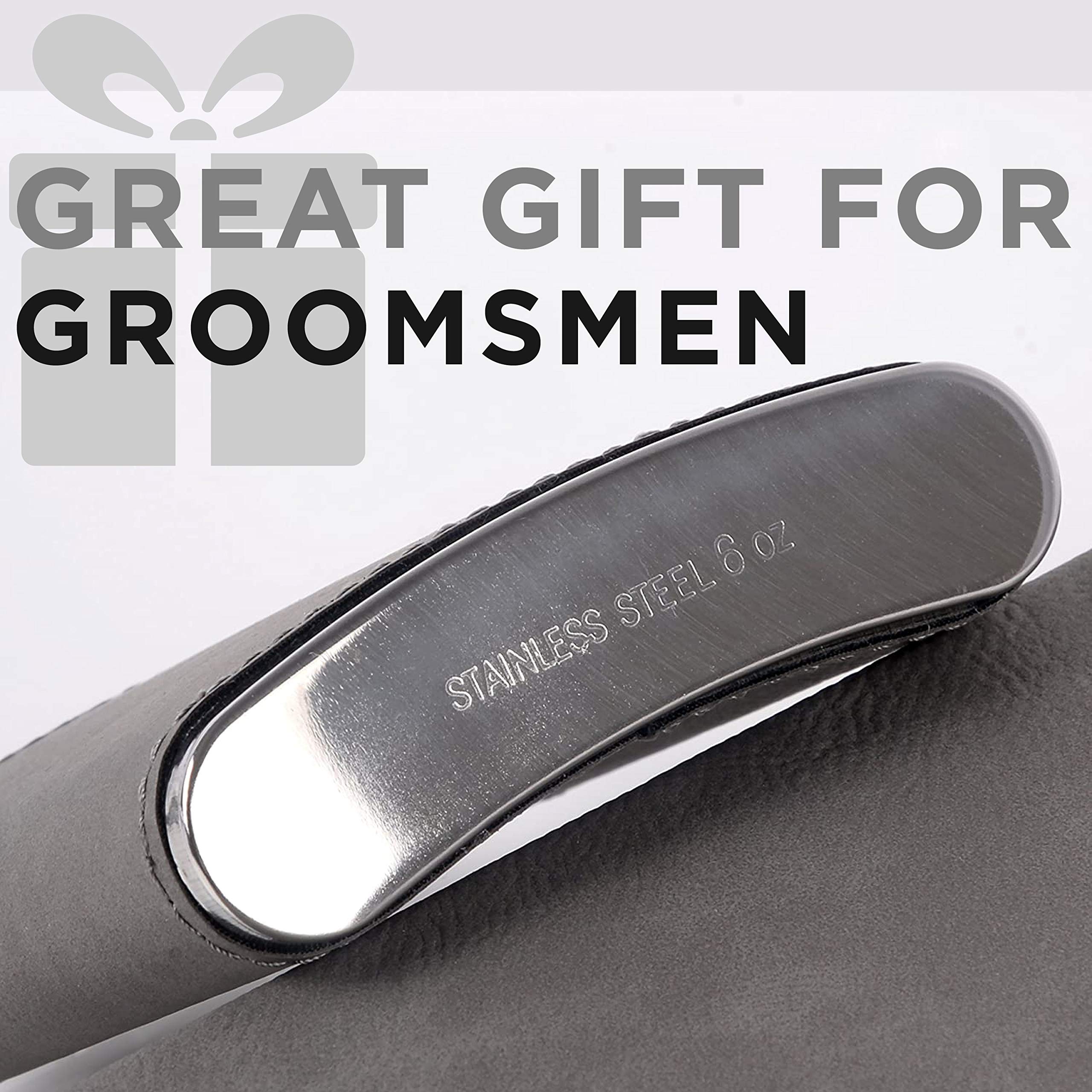 Personalized Groomsmen Flask Gift Set - 3 Pack, 6 oz Custom Engraved Hip Flasks with Gift Box & Funnel - Best Man & Groomsman Proposal, Bachelor Party Team Gifts - Perfect for Weddings, Anniversaries & Special Occasions - Ash