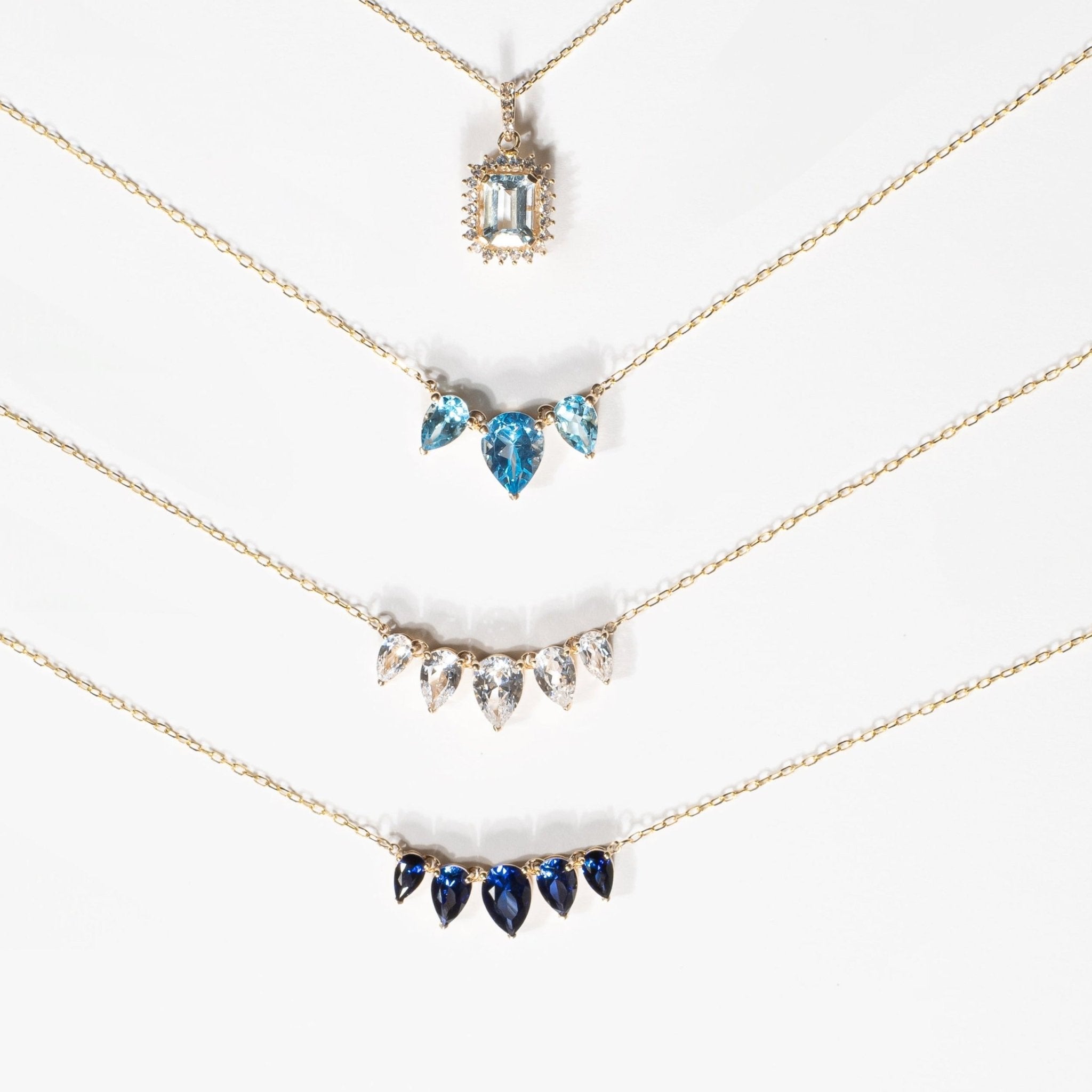 10K Yellow Gold Teardrop Blue Sapphire Necklace for Women - Elegant Jewelry Gift for Birthday, Anniversary & Special Occasions