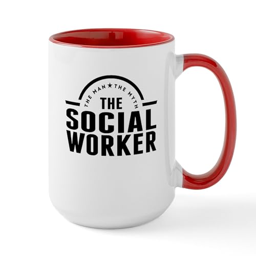 White/Red Inside - The Man The Myth The Social Worker Mugs