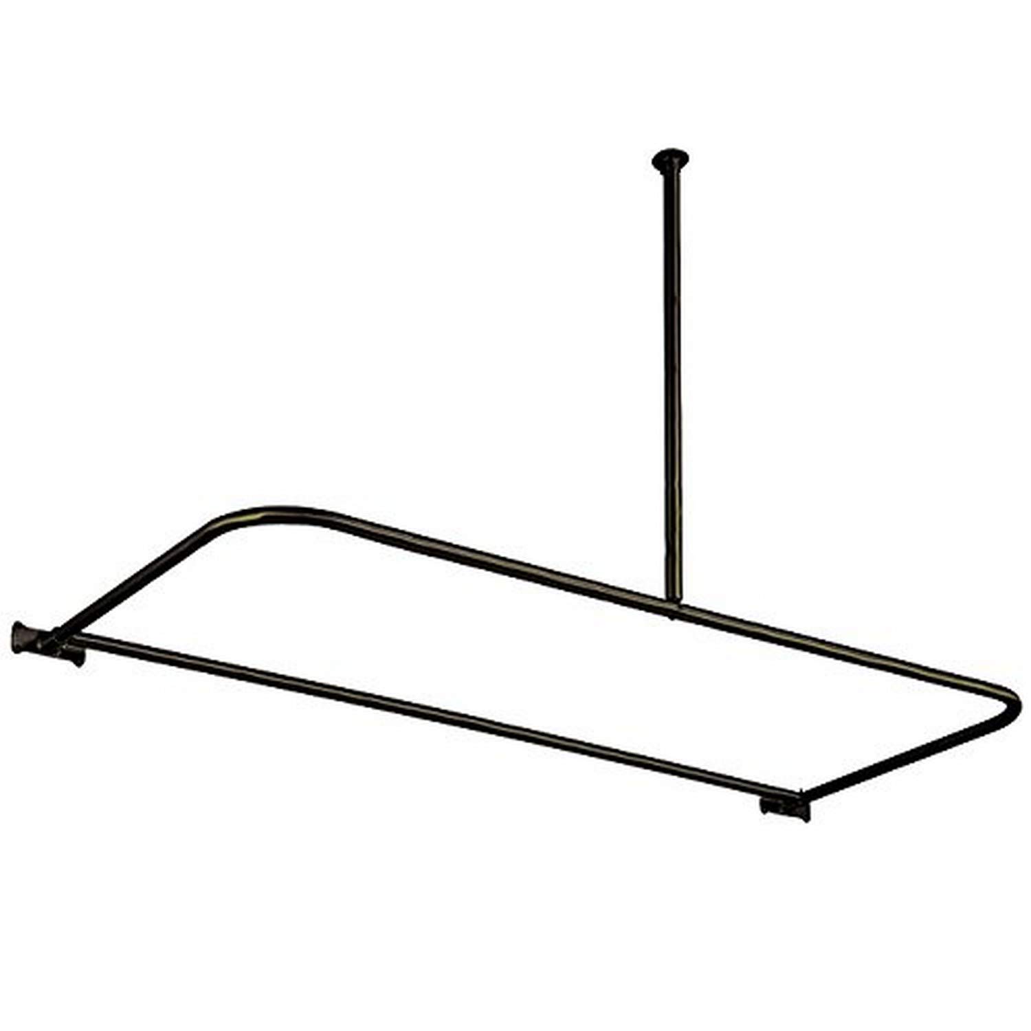 Oil Rubbed Bronze D-Type Shower Curtain Rod - Adjustable Tension Mount for Bathroom, Shower Enclosure, and Bathtub - Elements of Design