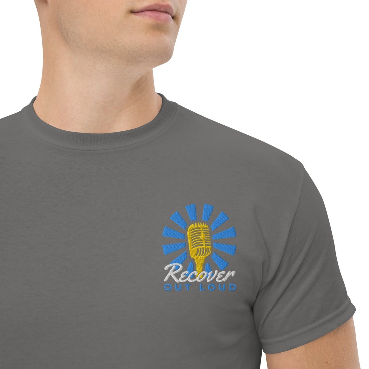 Recover Out Loud Embroidered Unisex Classic T-Shirt | Soft Cotton Tee for Men & Women | Perfect for Recovery Support, Casual Wear & Everyday Outfits