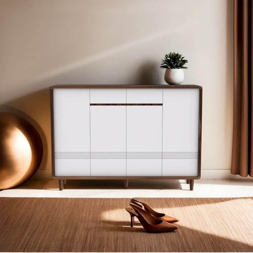 Dune 4-Door Shoe Storage Cabinet - Organize Entryway, Closet & Mudroom Shoes - Space Saving Shoe Rack for Home & Office