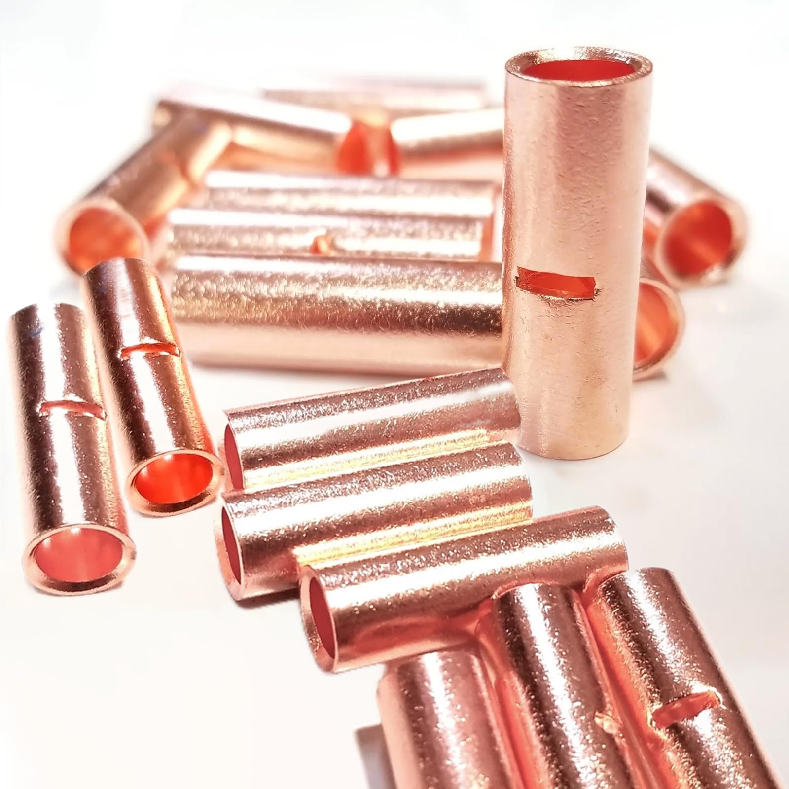380PCS Pure Copper Non-Insulated Butt Connector Kit - 26-6 Gauge Wire Crimp Terminals for Automotive, Marine & Electrical Wiring Projects | High Conductivity Bare Splice Connectors for Reliable Wire Connections