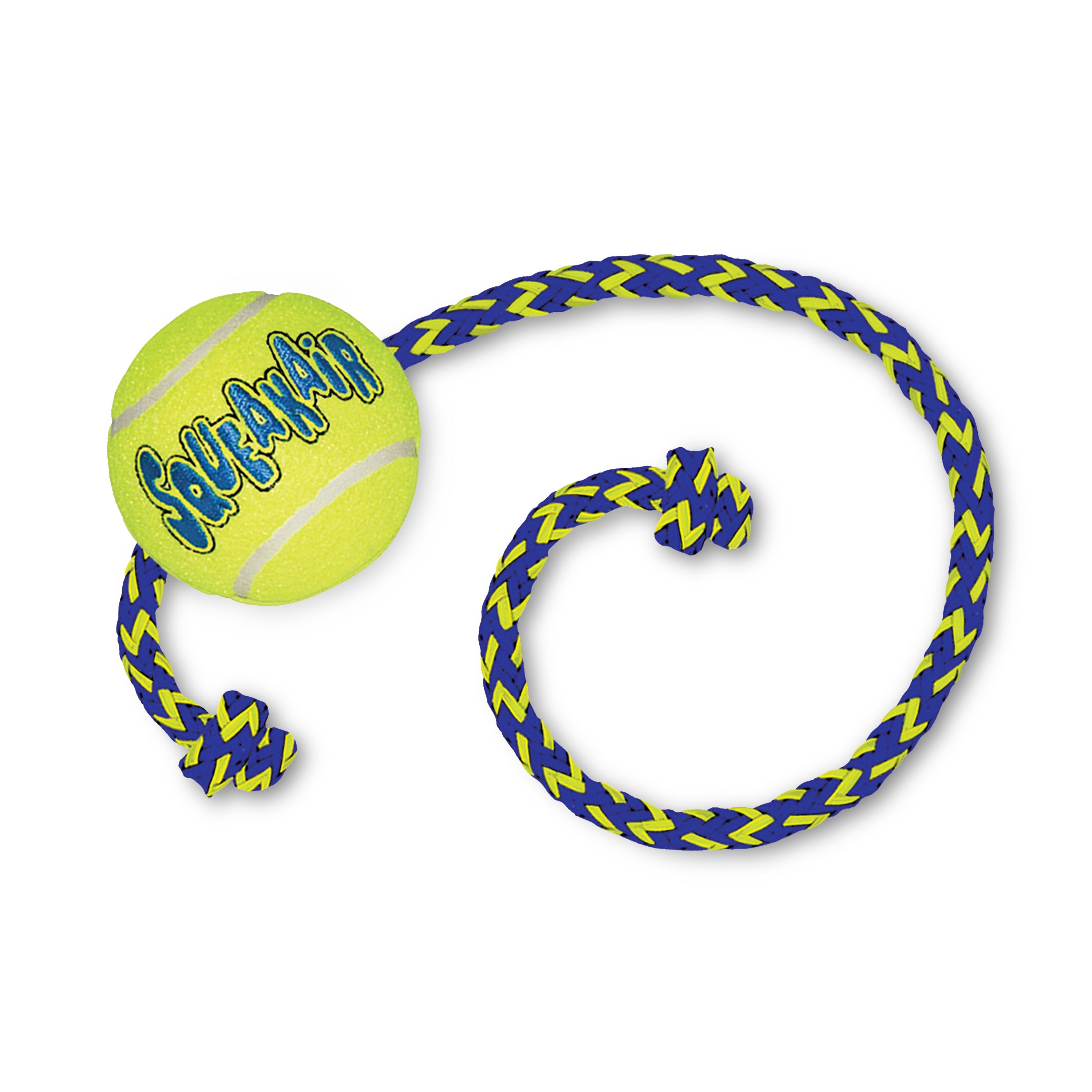 Kong Squeak Air Ball with Rope - Durable Tennis Ball Dog Toy for Fetch & Chewing - Perfect for Outdoor Play & Training