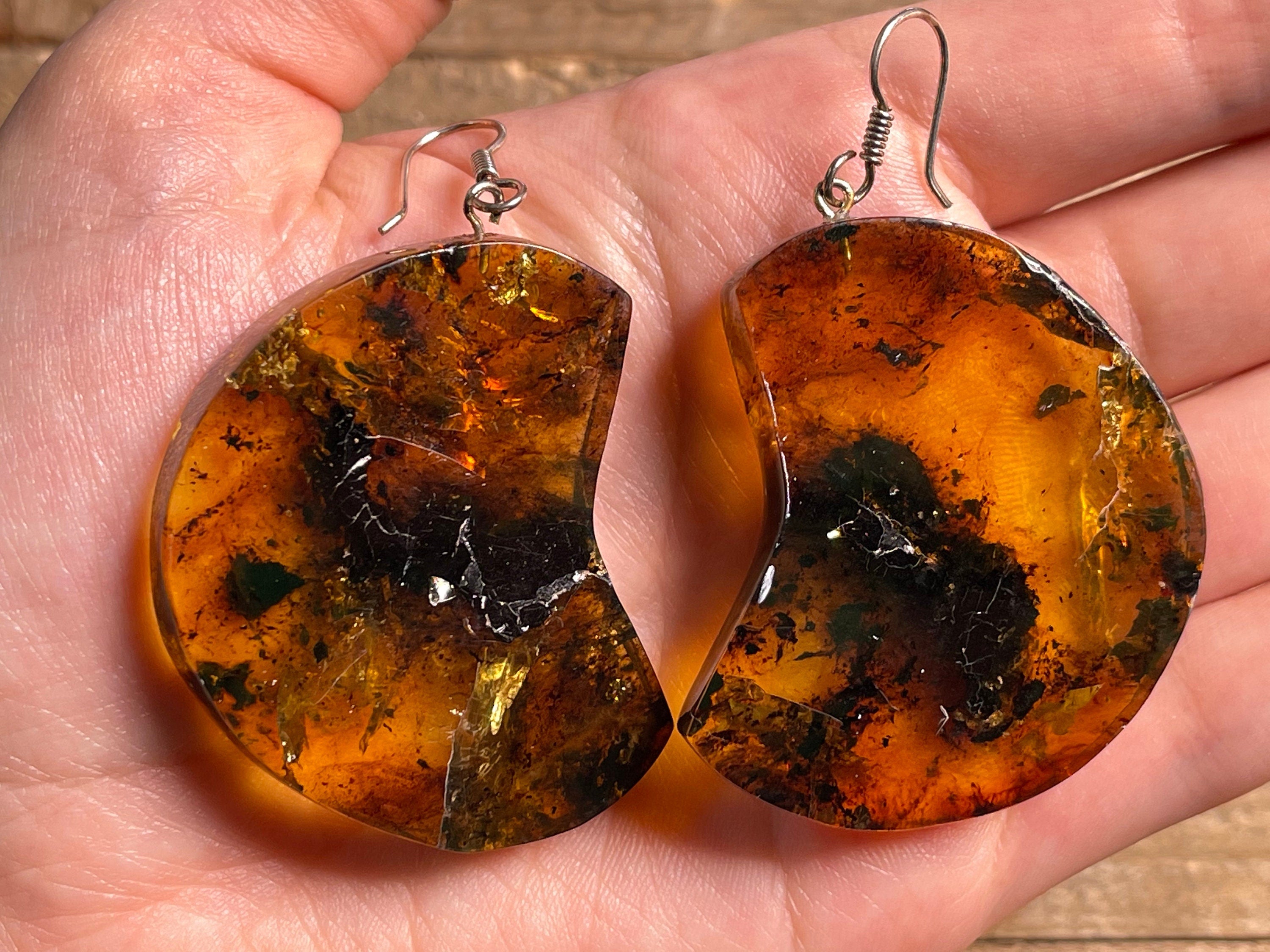 Amber Crystal Earrings for Women - Handmade Statement Dangle Earrings with Healing Stones | Boho Chic Jewelry for Everyday Wear & Special Occasions