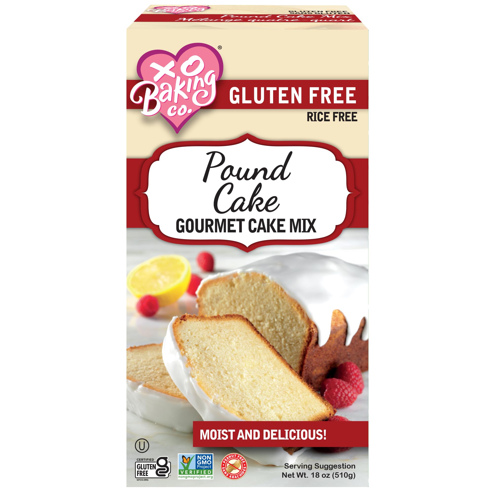 XO BAKING Gluten Free Pound Cake Mix 510g - Delicious & Easy to Make, Perfect for Holidays, Parties & Special Occasions