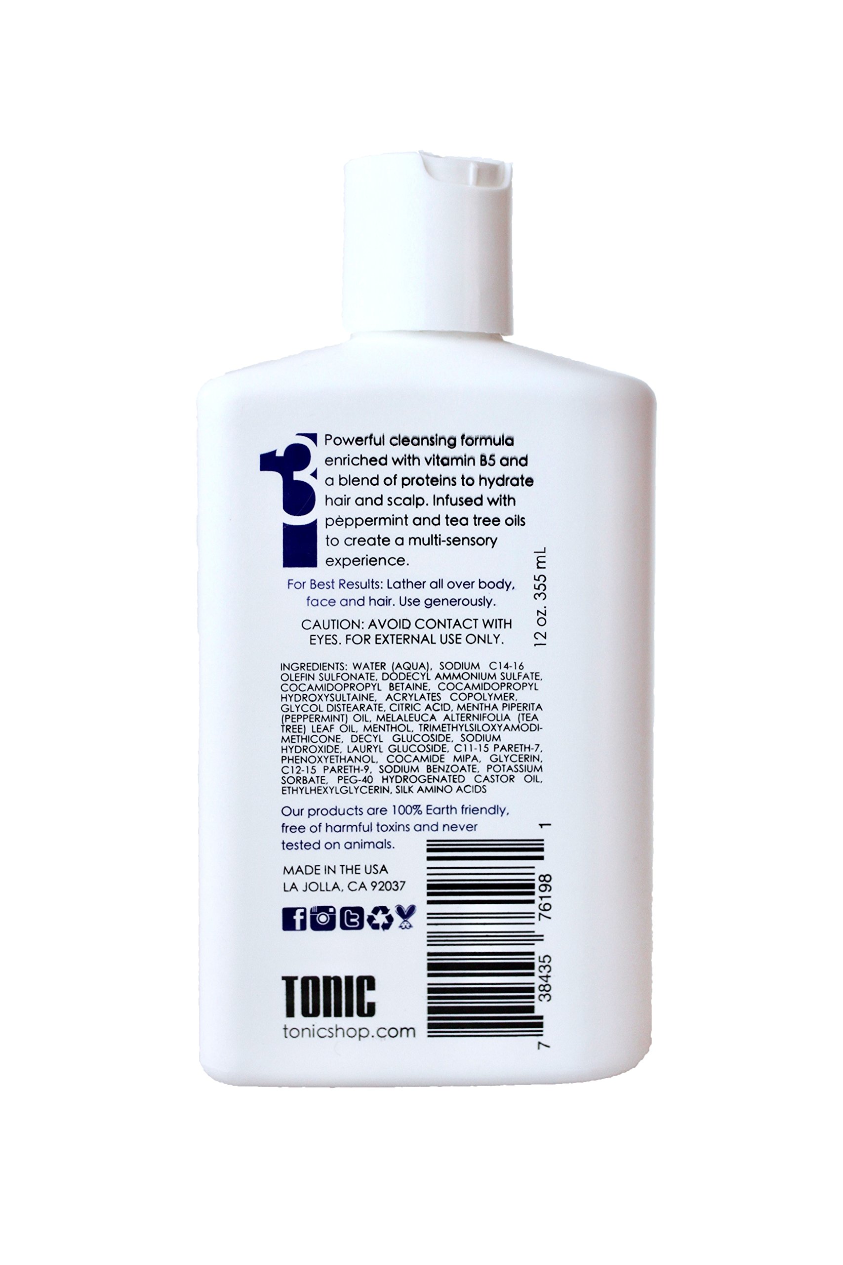 3-in-1 Shampoo Conditioner & Body Wash for Men & Women - All-in-One Hair & Body Cleanser for Daily Shower, Gym, Travel & Family Use
