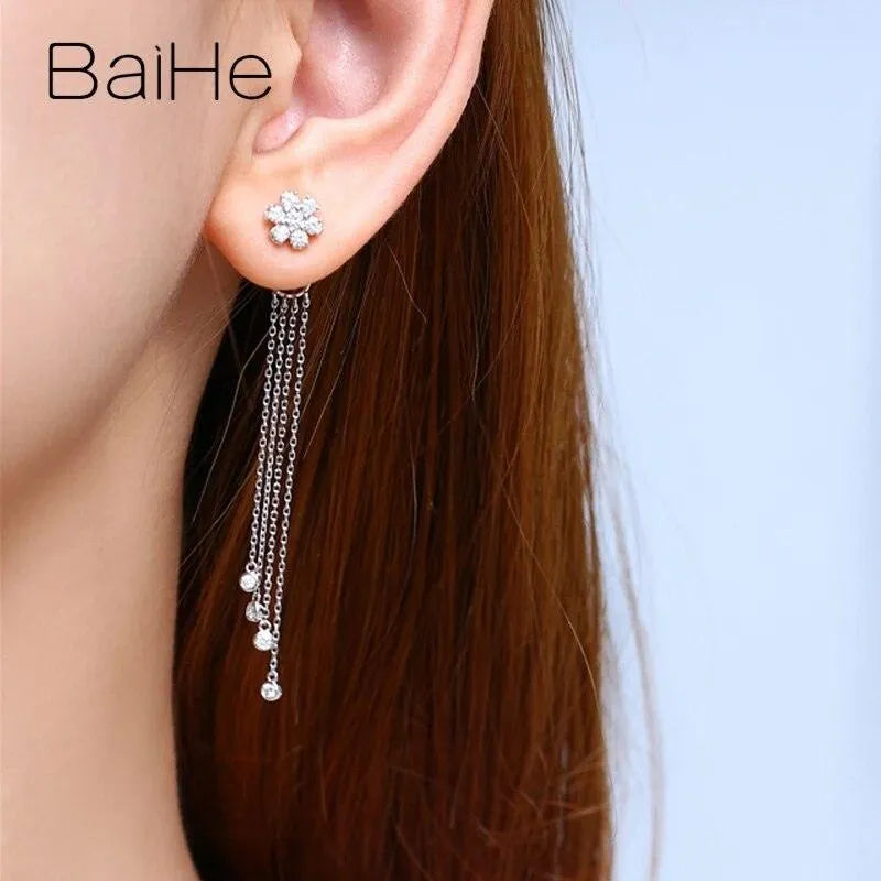 18K White Gold 0.98ct H/SI Natural Diamond Flower Stud Earrings for Women - Elegant Engagement Jewelry & Wedding Gift - Perfect for Anniversary, Valentine's Day & Special Occasions