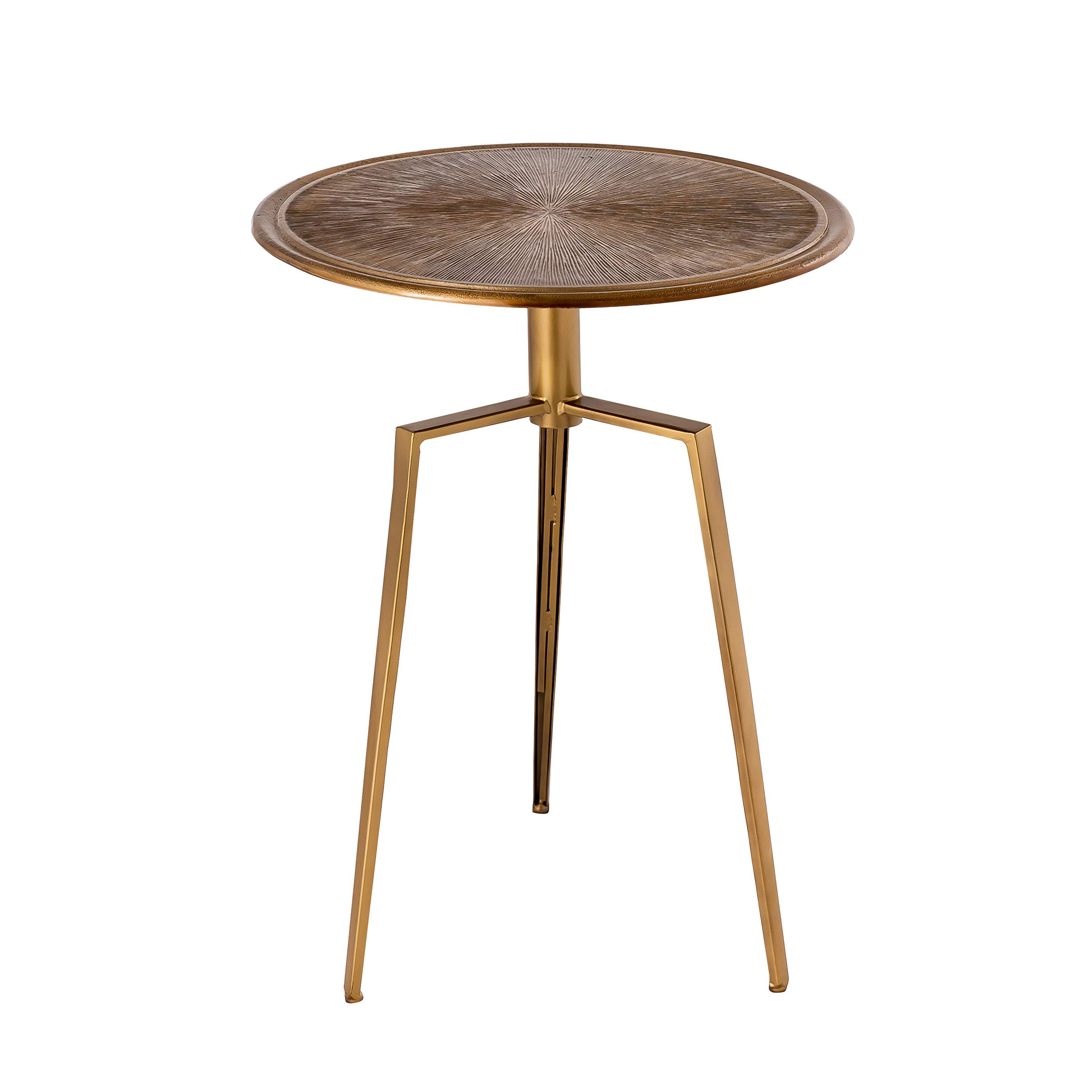 Pasargad Home Byzantine Delos Design Round Side Table - Antique Brass Finish Metal Accent Table for Living Room, Bedroom & Office - Perfect for Coffee, Books & Decor