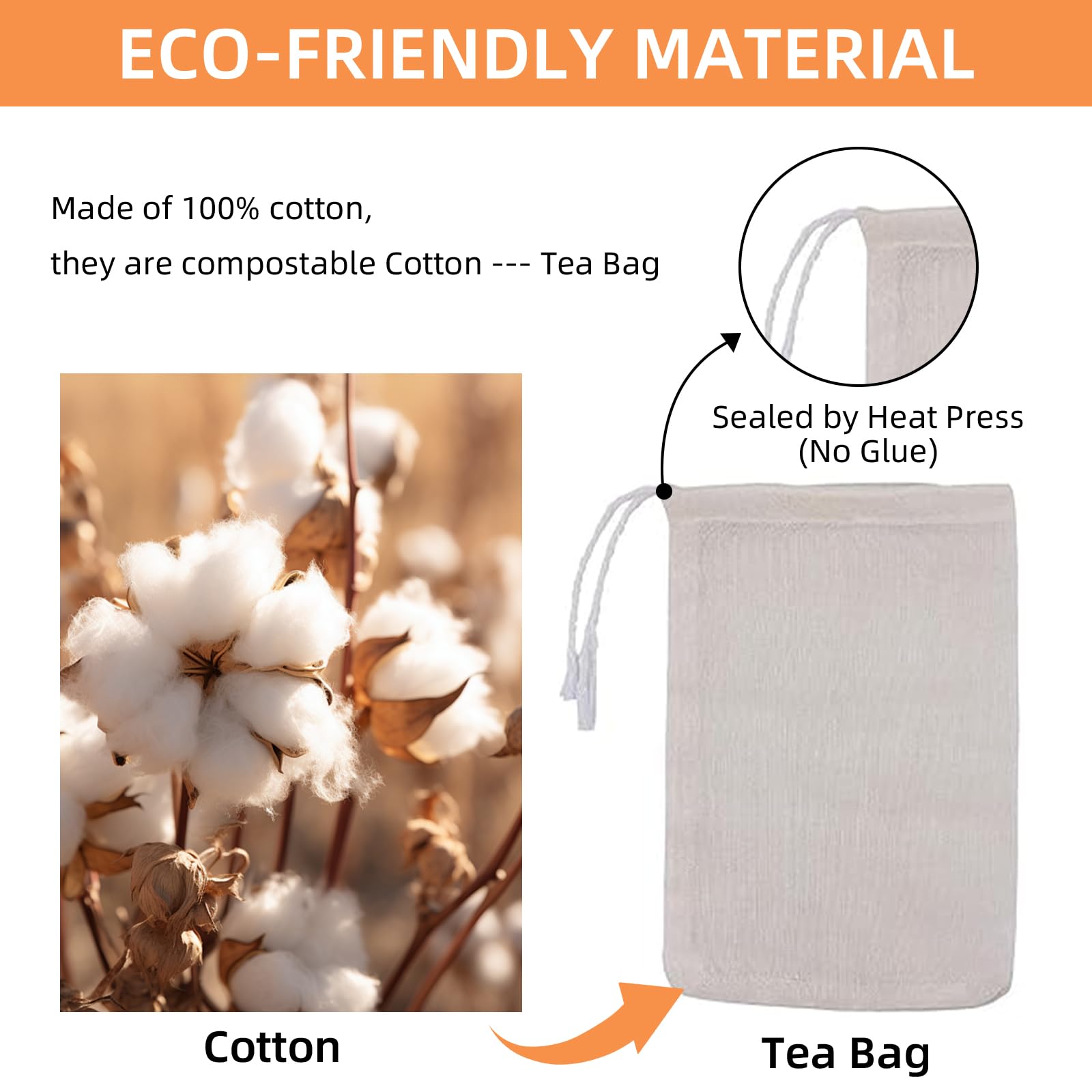 TamBee Reusable Muslin Mesh Tea Bags - 4 x 6 Inch Cold Brew Coffee & Loose Leaf Tea Filter Sachets (25 Pack) - Perfect for Iced Tea, Herbal Infusions & French Press Brewing at Home or Office