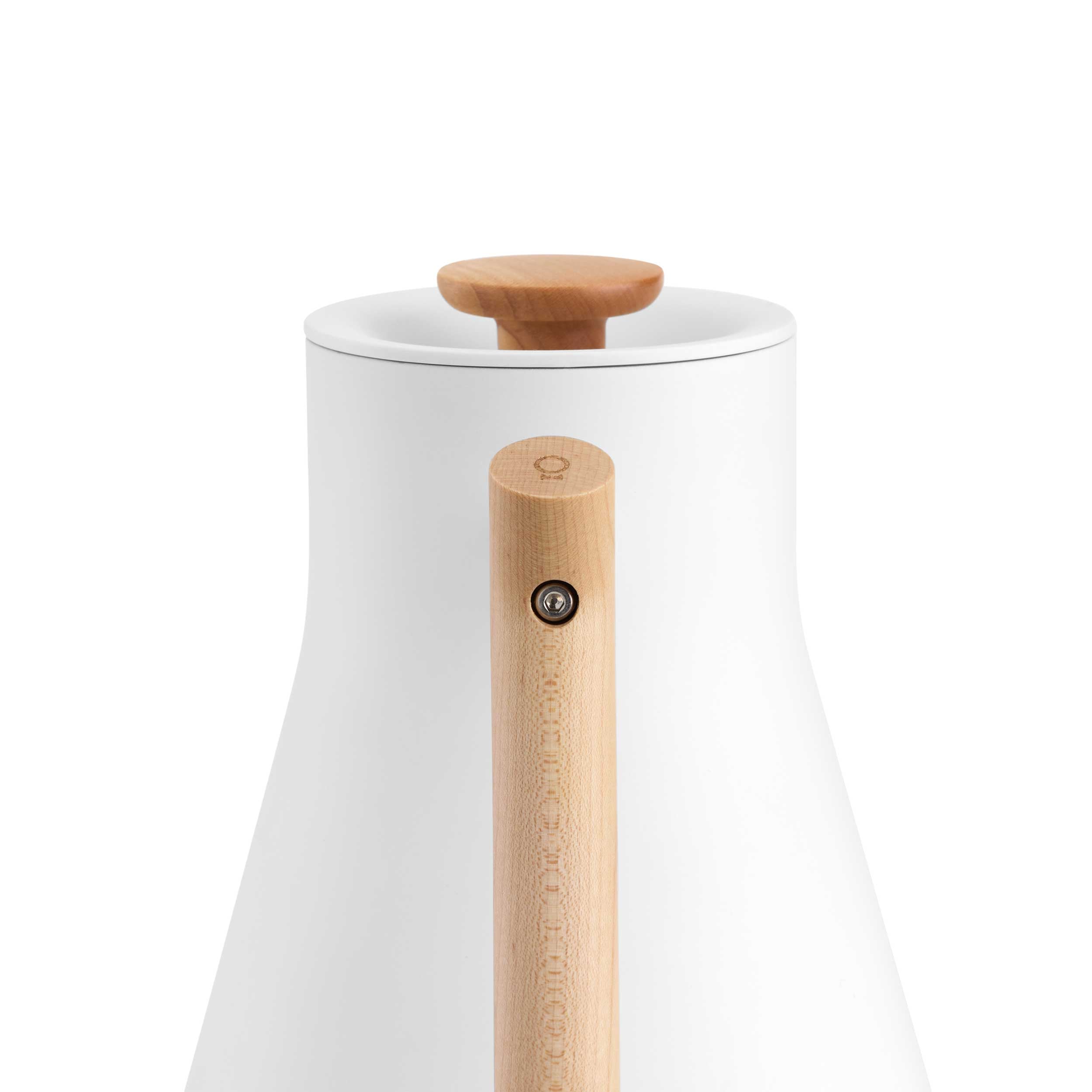 Fellow Corvo EKG Pro Electric Gooseneck Kettle - Matte White with Maple Wood Handle | Fast Heating, Precise Temperature Control for Coffee, Tea & Pour Over Brewing | Perfect for Home, Office & Specialty Coffee Shops