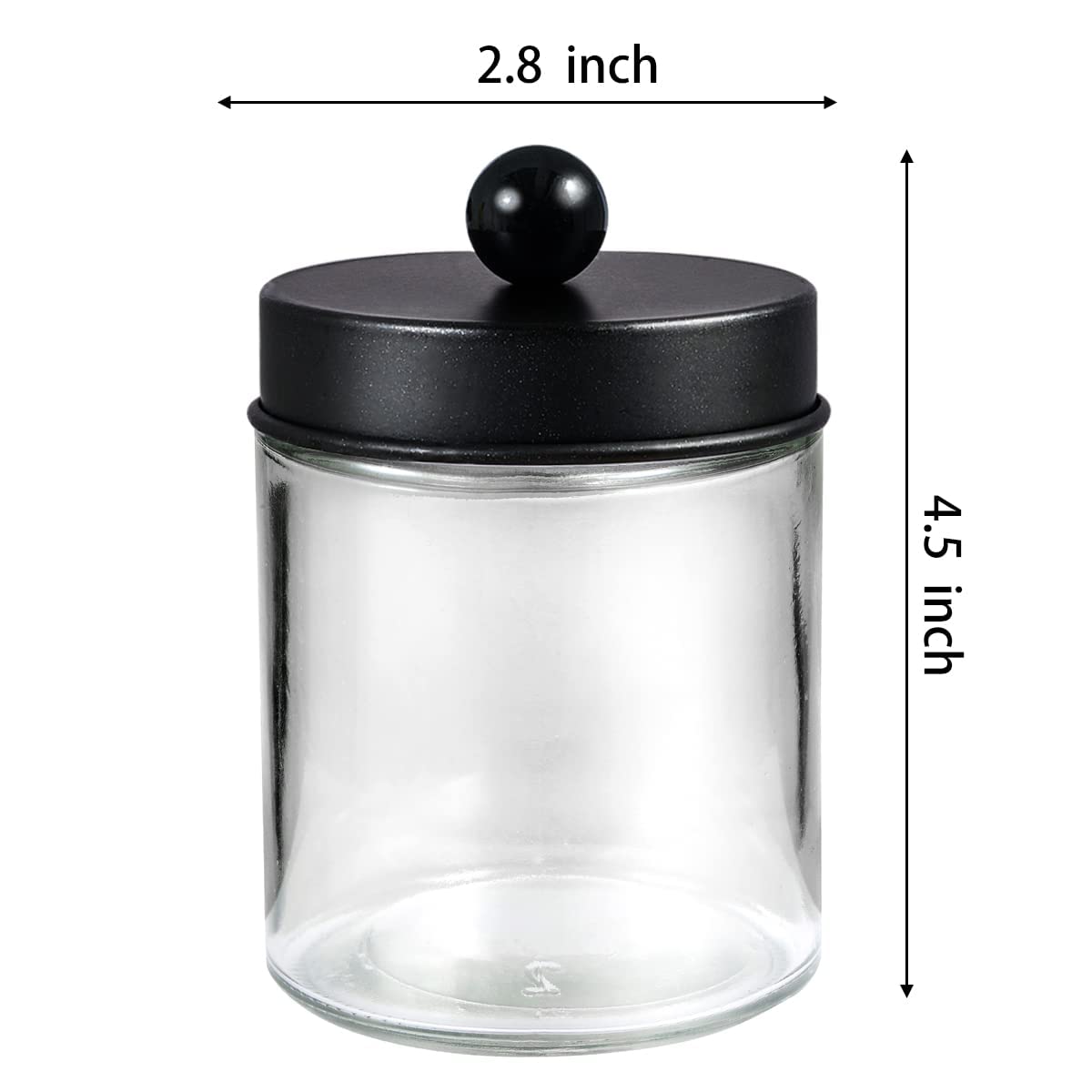 3-Pack Apothecary Jar Canisters with Stainless Steel Lids - Bathroom Vanity Organizer Set for Qtips, Cotton Swabs, Makeup Sponges & Dental Floss | Countertop Storage Containers with Decorative Stickers | Perfect for Home, Salon, and Spa Organization