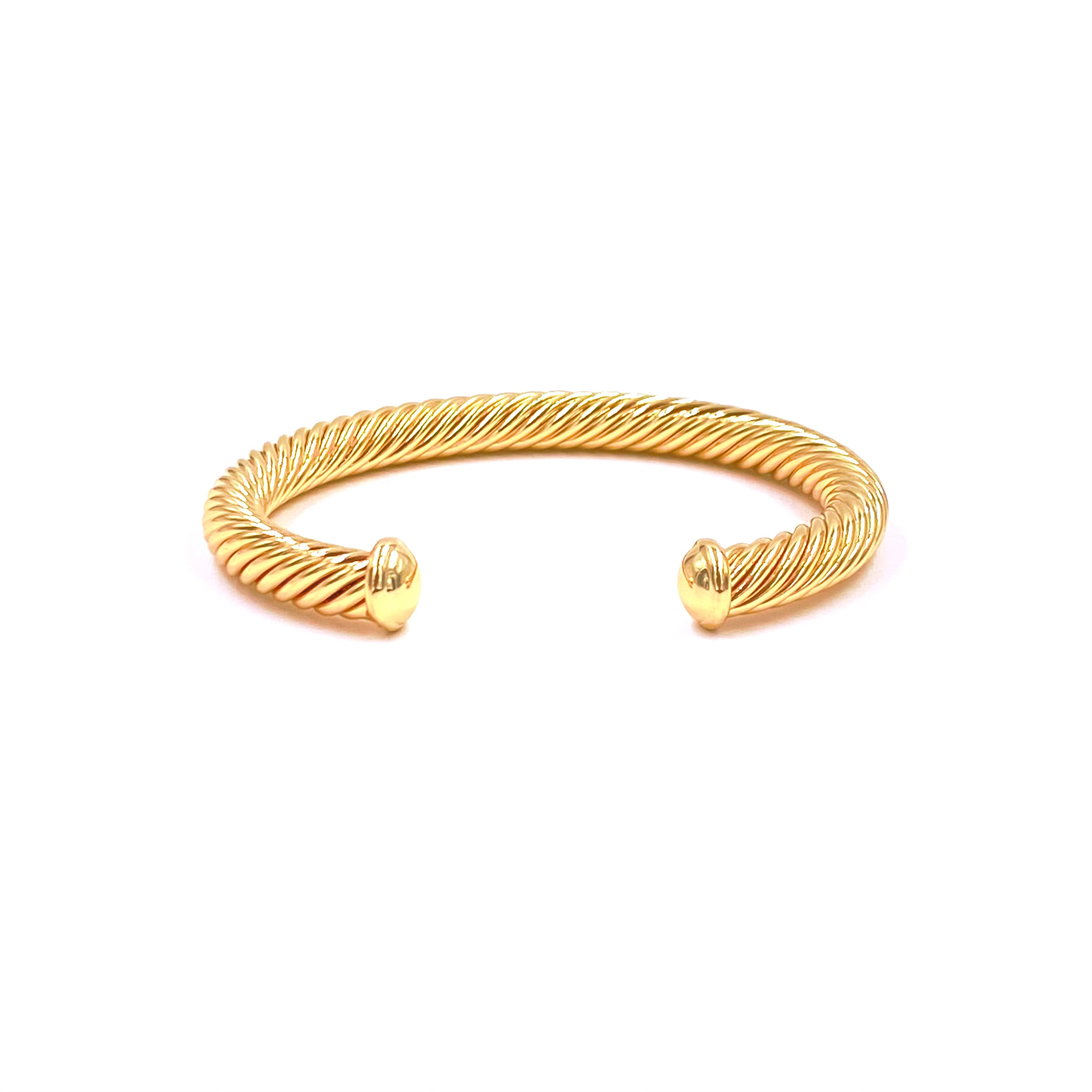 Ashley Gold Stainless Steel Cable Design Bangle Bracelet for Women - Elegant Fashion Jewelry Gift for Birthday, Anniversary & Special Occasions
