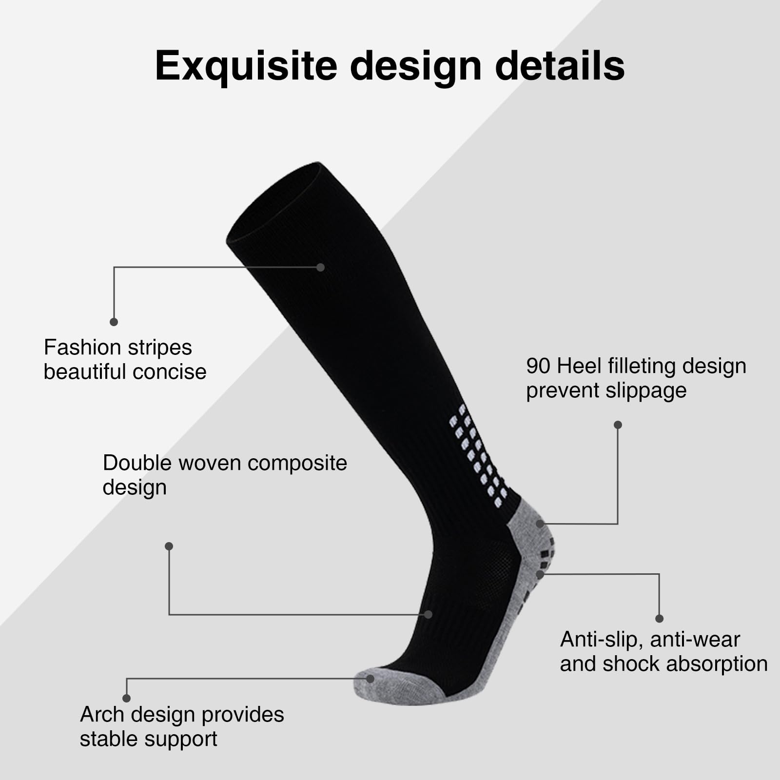 8 Pair Non-Slip Grip Soccer Socks for Men, Knee-High Football Baseball Sports Socks with Anti-Slip Pads for Enhanced Performance and Comfort