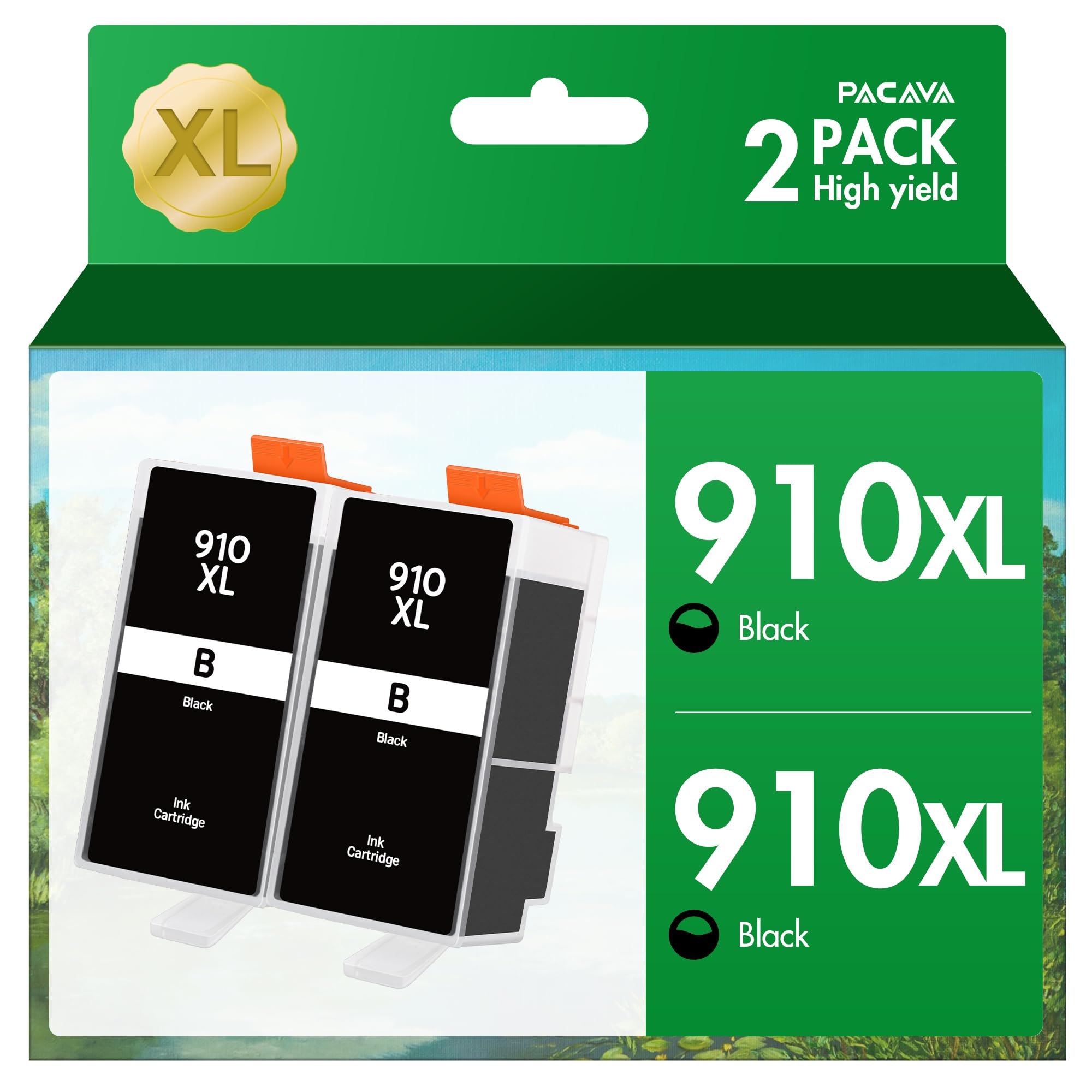 High-Quality 910XL Ink Cartridges for HP OfficeJet Pro 8020 8025 8028 8035 Printers - 2-Pack Black Ink Replacement | Compatible with HP 910 XL | Perfect for Home Office Printing, Documents & School Projects
