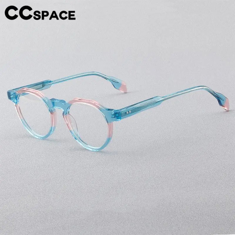 CCspace Women's Full Rim Flat Top Round Acetate Eyeglasses 56910 - Stylish Retro Frames for Reading, Work & Everyday Fashion