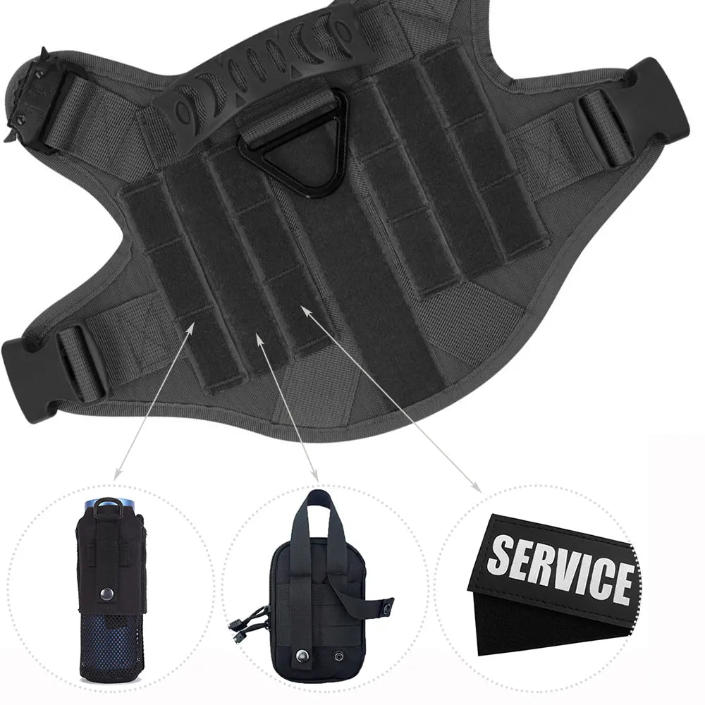 Premium Heavy Duty Tactical No Pull Dog Harness Kit - Adjustable Reflective Vest for Large Dogs - Perfect for Hiking, Training & Outdoor Adventures