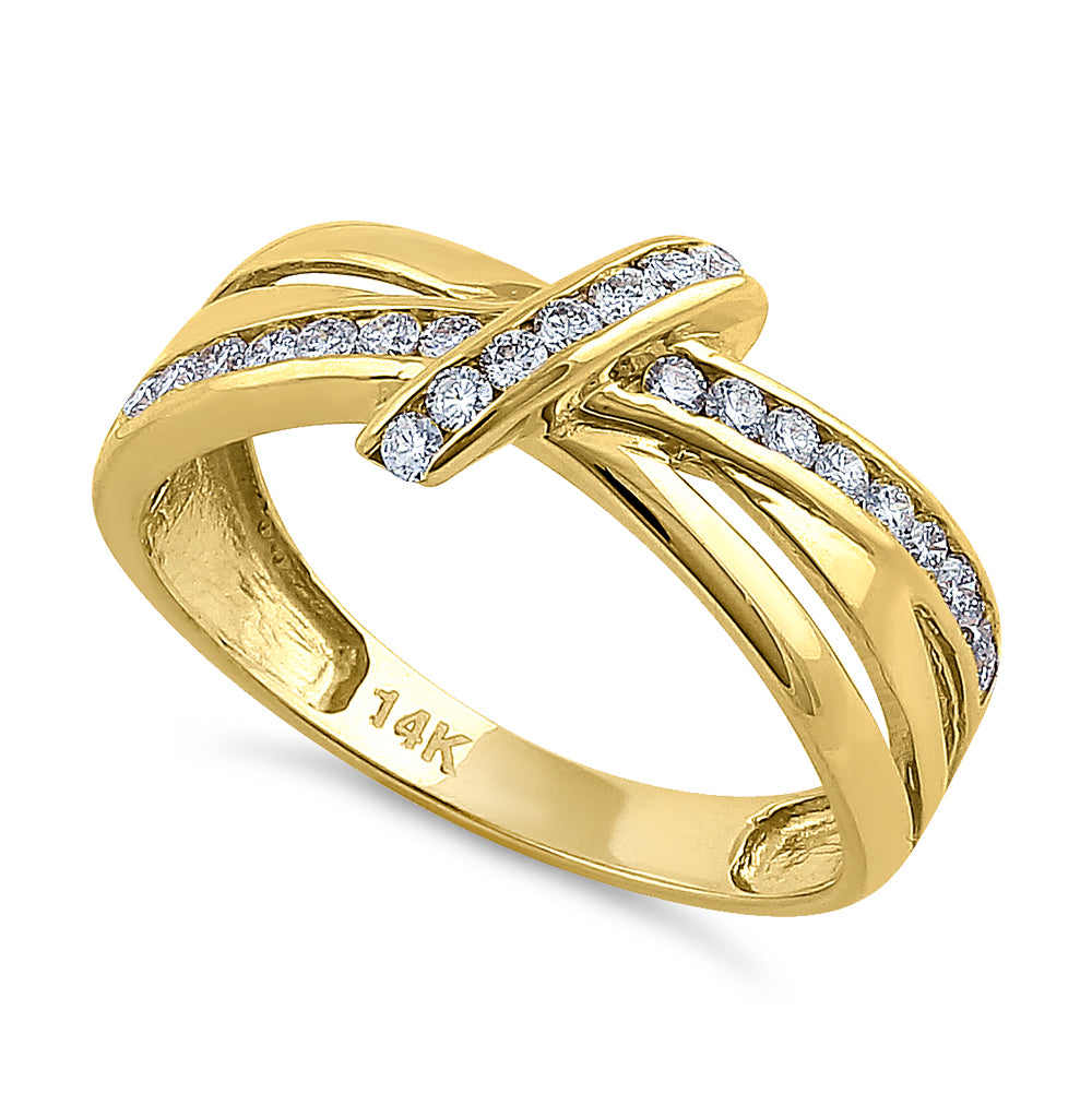 14K Yellow Gold Diamond Twist Ring - 0.47 Carat Round Cut Solitaire Engagement Ring for Women, Perfect for Proposals, Anniversaries & Special Occasions