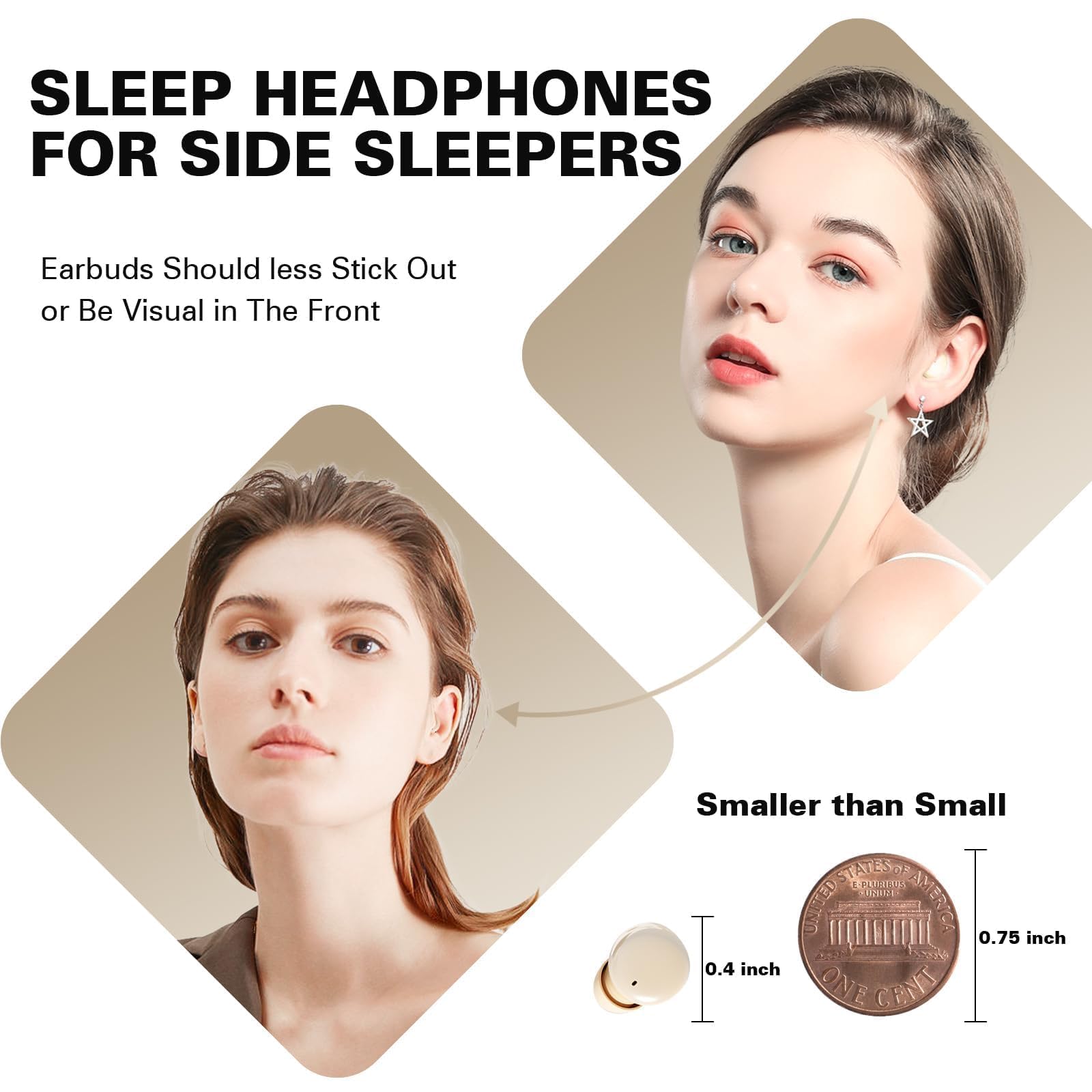 Wireless Sleep Earbuds for Side Sleepers - Smallest Invisible Bluetooth Earbuds with Noise Cancelling for Comfortable Sleeping | Perfect for Travel, Meditation & Nighttime Relaxation