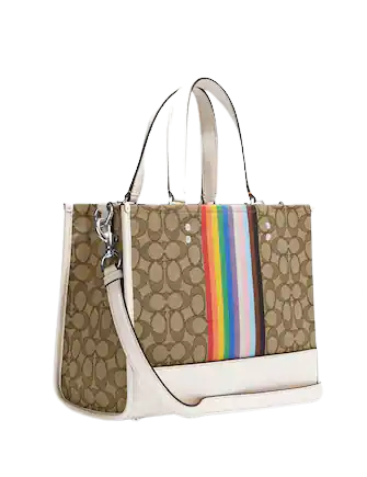 Coach Dempsey Carryall Bag - Signature Jacquard with Rainbow Stripe & Embroidered Patch - Perfect for Work, Travel & Everyday Use