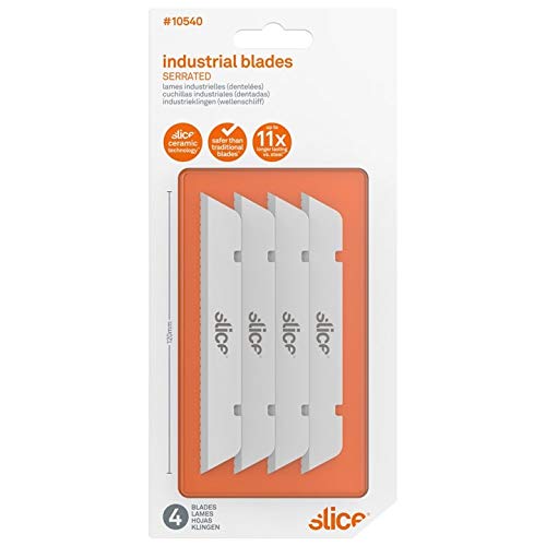 Slice 10540 Extra Long Industrial Blade - Advanced Ceramic Safety Knife with Serrated Tip, 11x Longer Lasting Than Metal Blades (24-Pack) | Perfect for Packaging, Cardboard Cutting & Industrial Applications