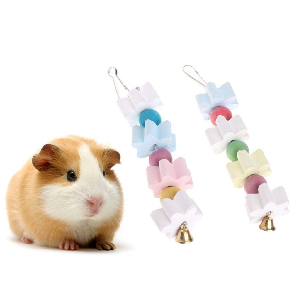 Balacoo Hamster Chew Toys - 2 Pack Small Pet Hanging Teeth Grinding Stones for Chinchillas, Rabbits, Parrots | Bright Colors for Dental Health & Stress Relief | Perfect for Cage Enrichment & Playtime