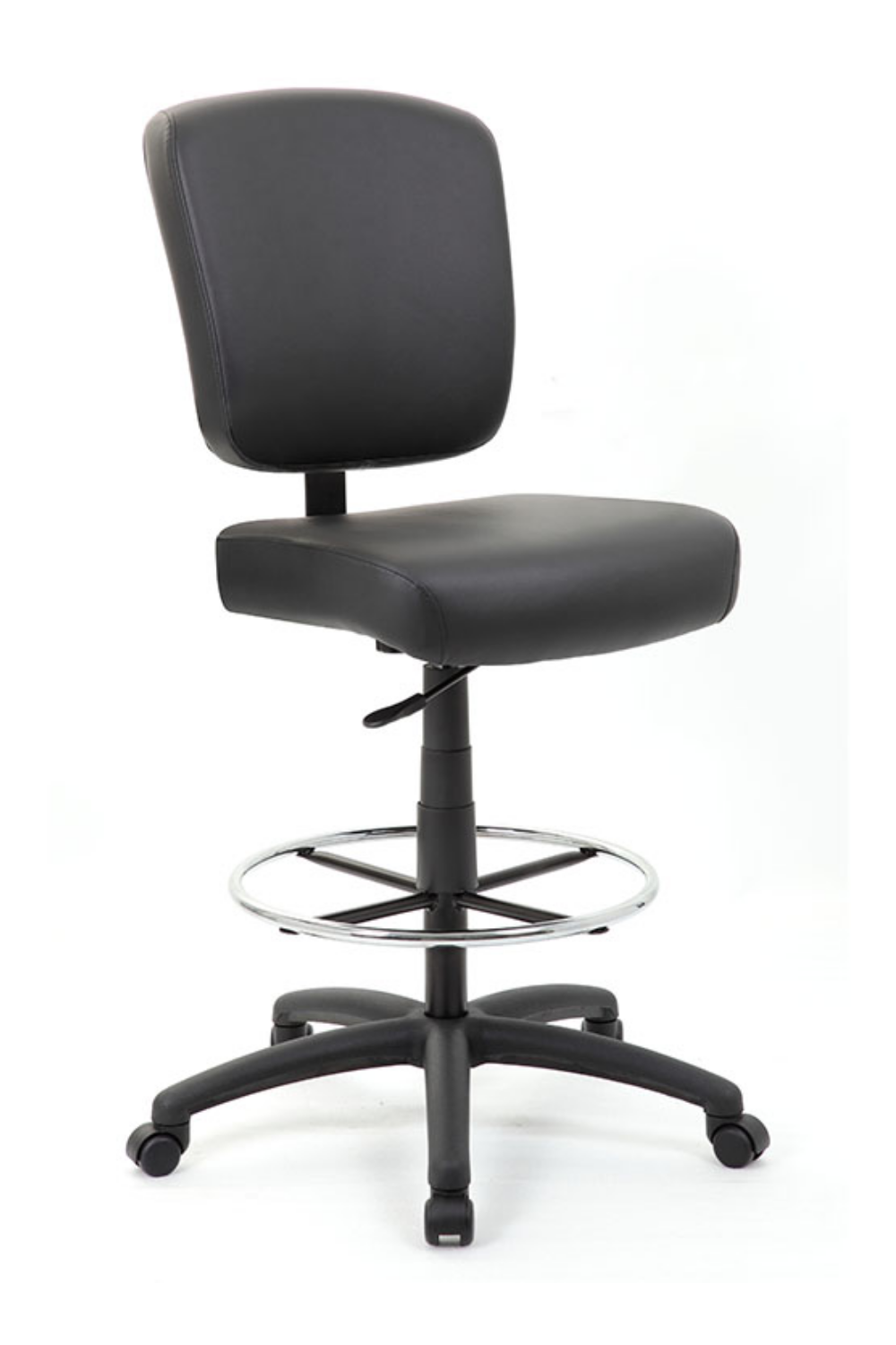 Boss Oversized Drafting Stool with Foot Rest - Adjustable Height Black Bar Stool B1680 for Home Office, Kitchen Island & Industrial Workspaces
