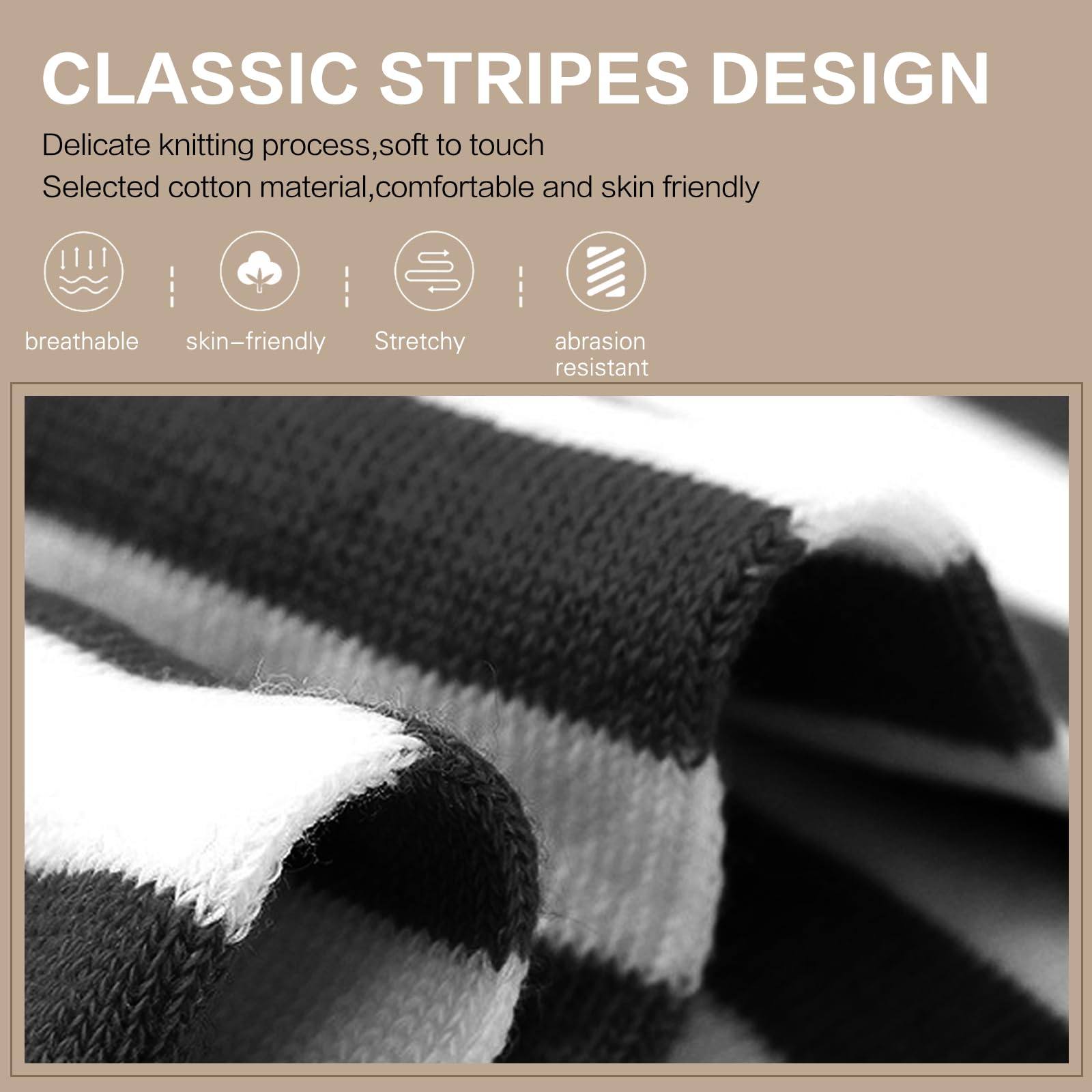 Raylarnia Women's Extra Long Opaque Striped Over Knee High Socks - Thigh High Stockings for Women, Fashionable Striped Tights, Perfect for Winter, Cosplay, Office & Daily Wear