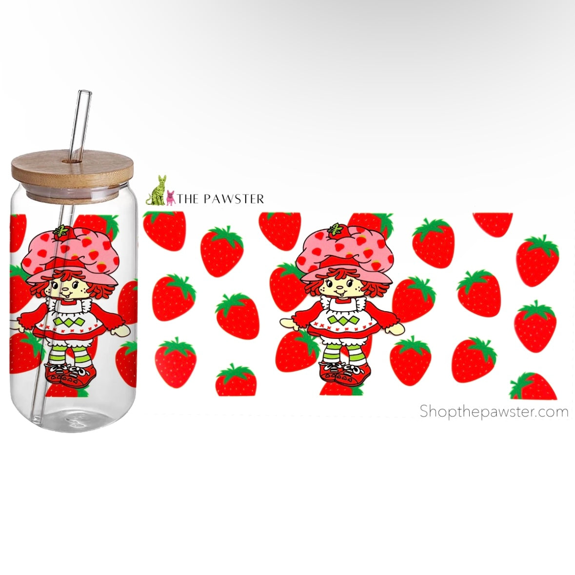 Strawberry Print 16oz Plastic Cup Wrap - Perfect for Birthday Parties, Baby Showers & Summer Picnics