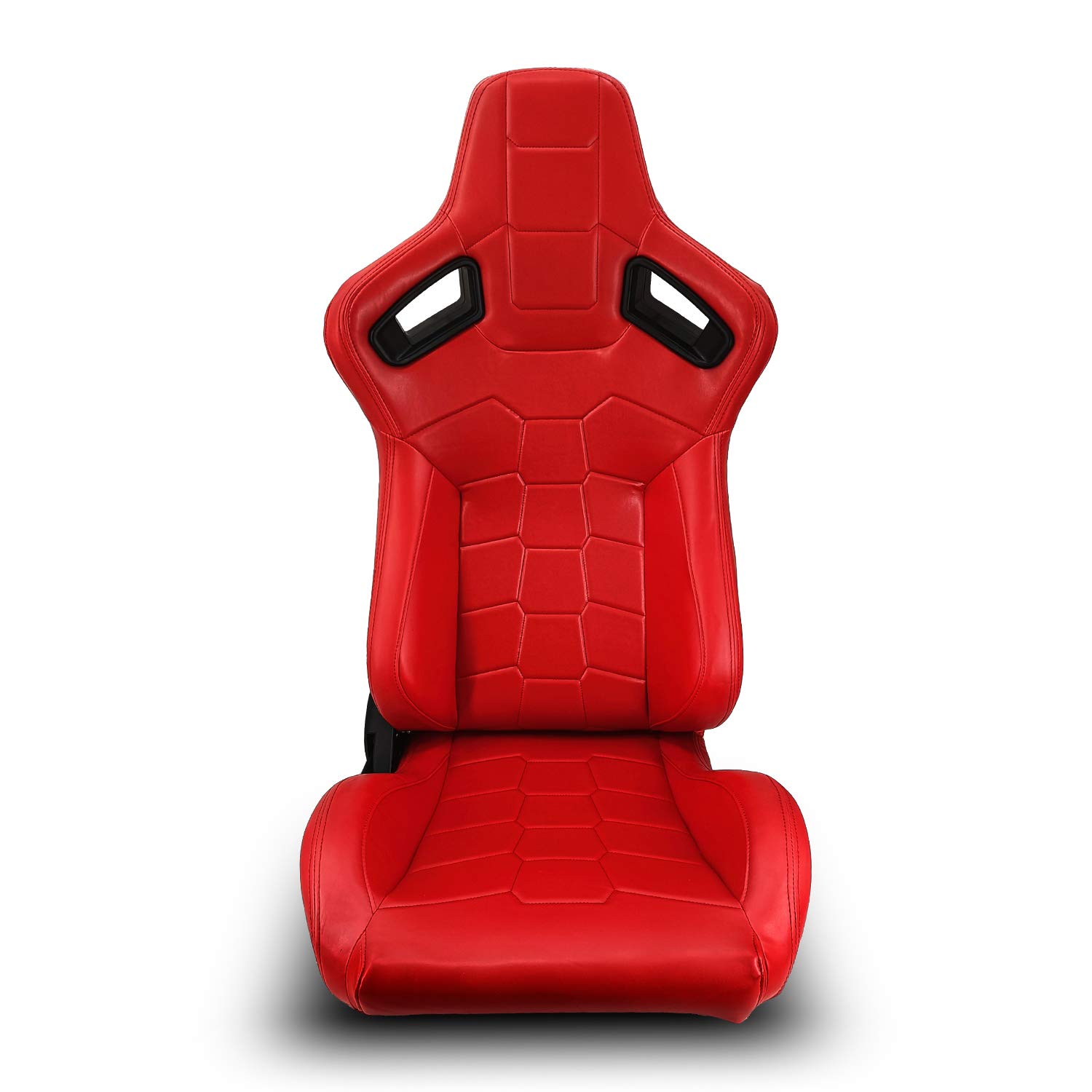 ModifyStreet Universal Red PVC Leather Racing Bucket Seats Pair - Left & Right - High-Performance Car Seats for Sports Cars & Racing Enthusiasts