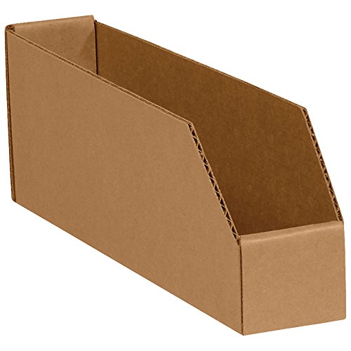 BFBINMT212K Open Top Bin Boxes 2x12x4.5 Inch - 50 Pack Kraft Shipping Boxes for Storage, Moving & Organization | Perfect for Home, Office & Warehouse Use