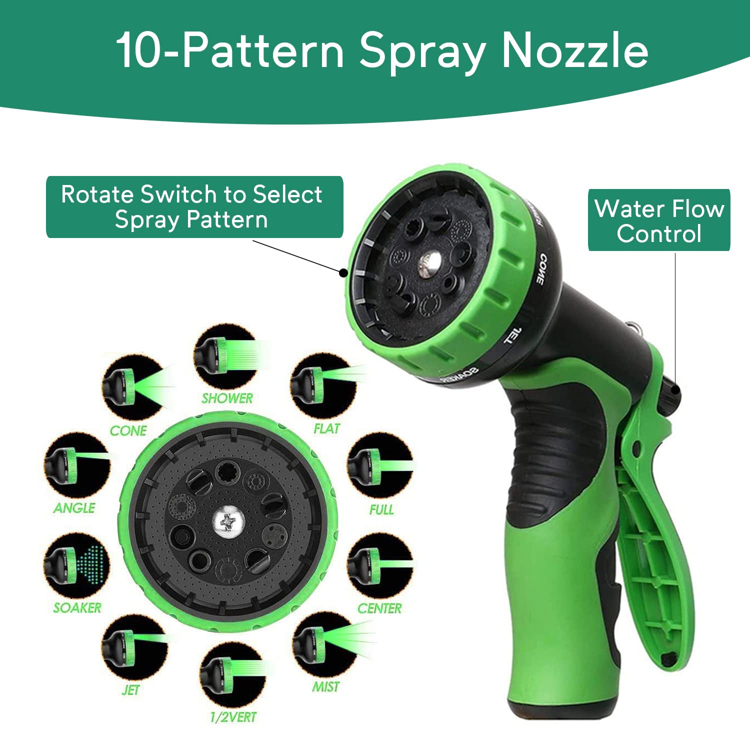 100 ft Expandable Garden Hose - Upgraded No Kink Flexible Water Hose with 10 Pattern Spray Nozzle, 3/4 Inch Solid Brass Connectors & Retractable Latex Core - Lightweight Expanding Hose for Lawn, Garden, Car Washing & Outdoor Cleaning