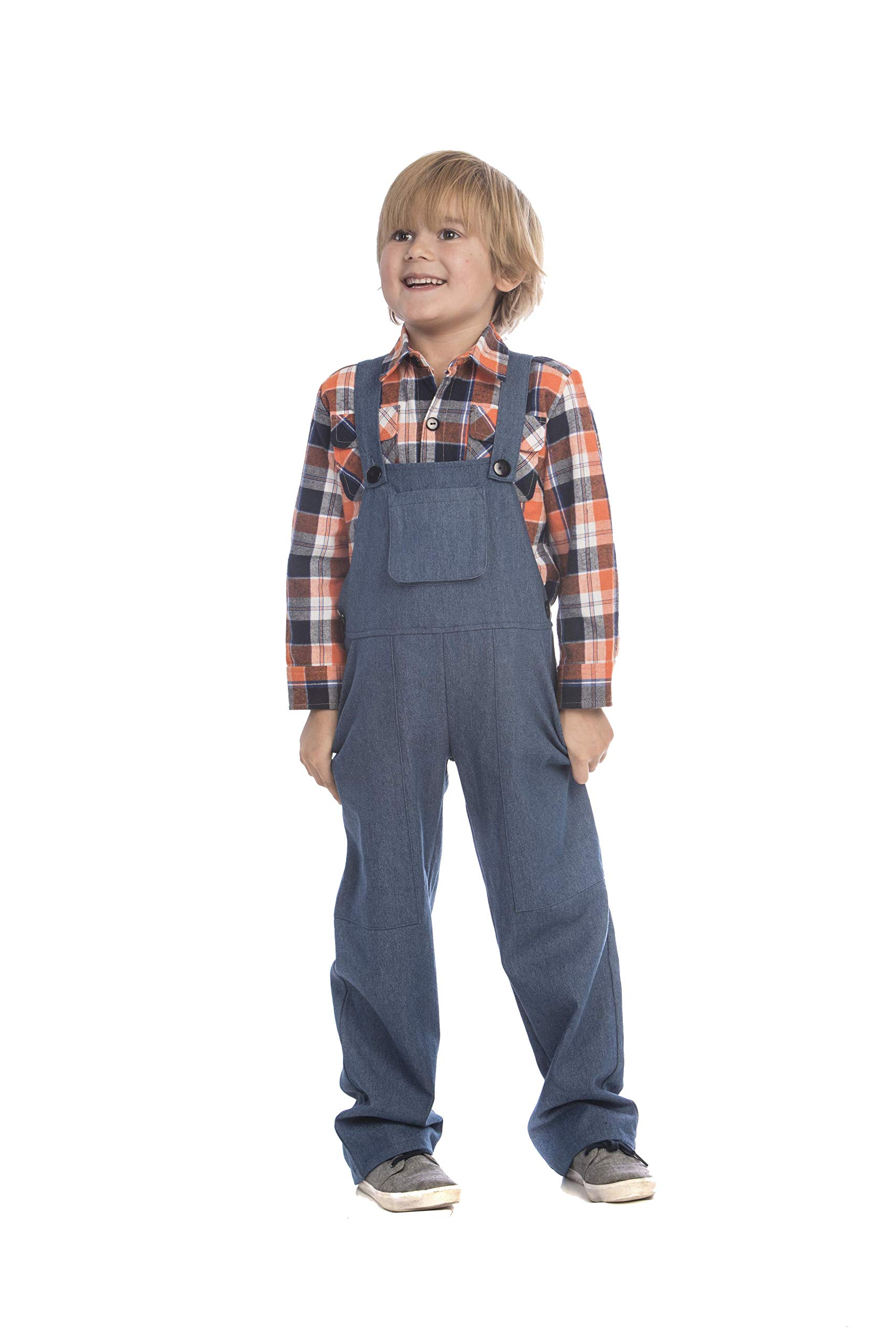 Kids Farmer Costume Set - Boys & Girls Overalls & Shirt for Halloween, Dress Up & Farm Theme Parties - American Style Farmwear for Children