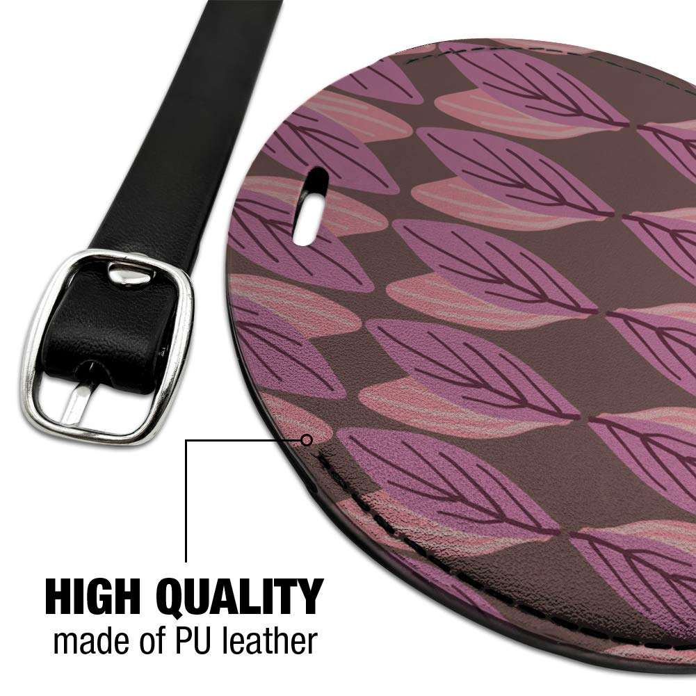Haruna Round Leather Luggage Tag with Leaves Pattern - Durable Suitcase ID Tag for Carry-On Bags - Perfect for Travel, Business Trips & Vacation