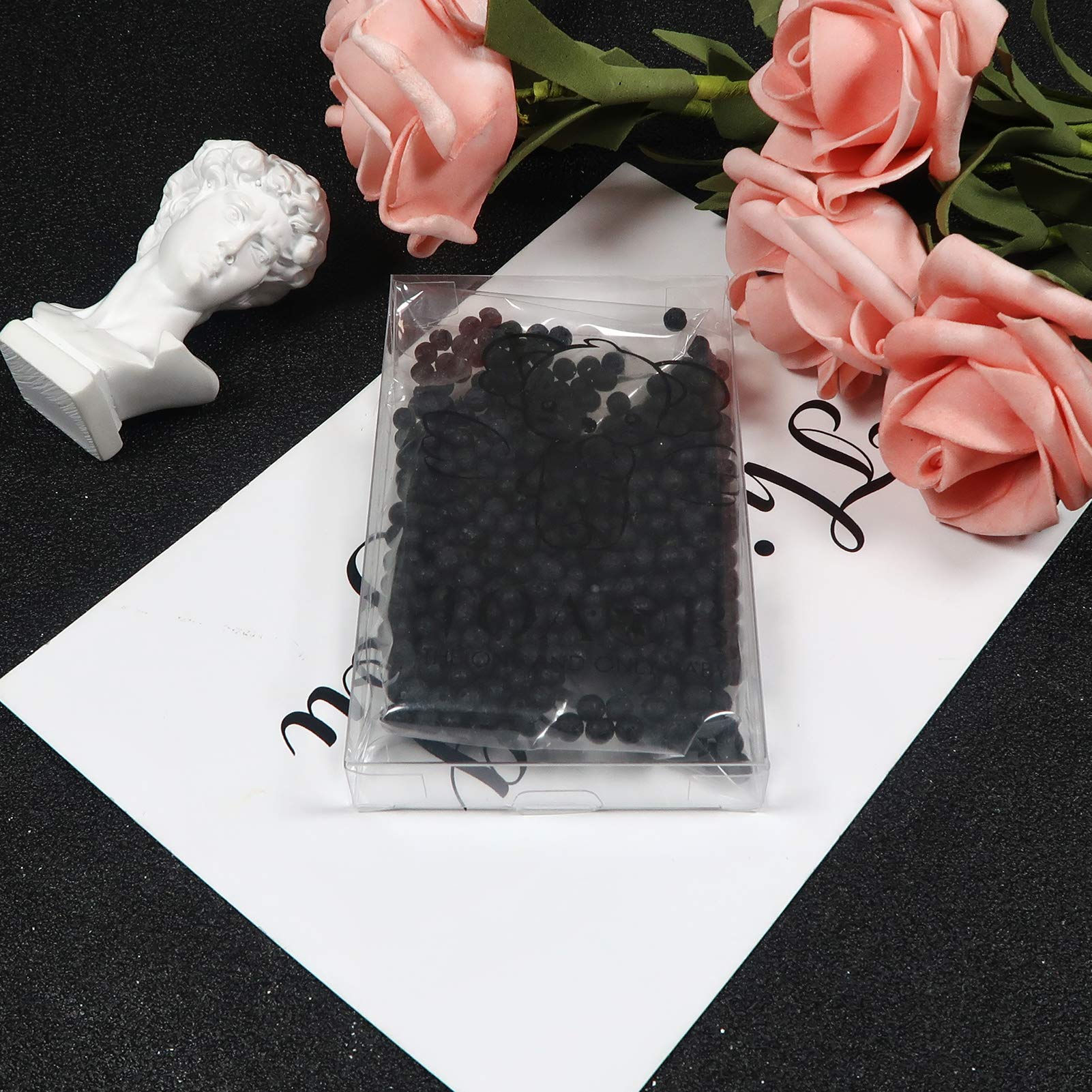 TOAOB 580pcs 4mm Natural Black Lava Stone Beads - Round Loose Gemstone Beads for Jewelry Making, Essential Oil Diffuser Bracelets & Chakra Healing | DIY Craft Supplies, Aromatherapy Accessories