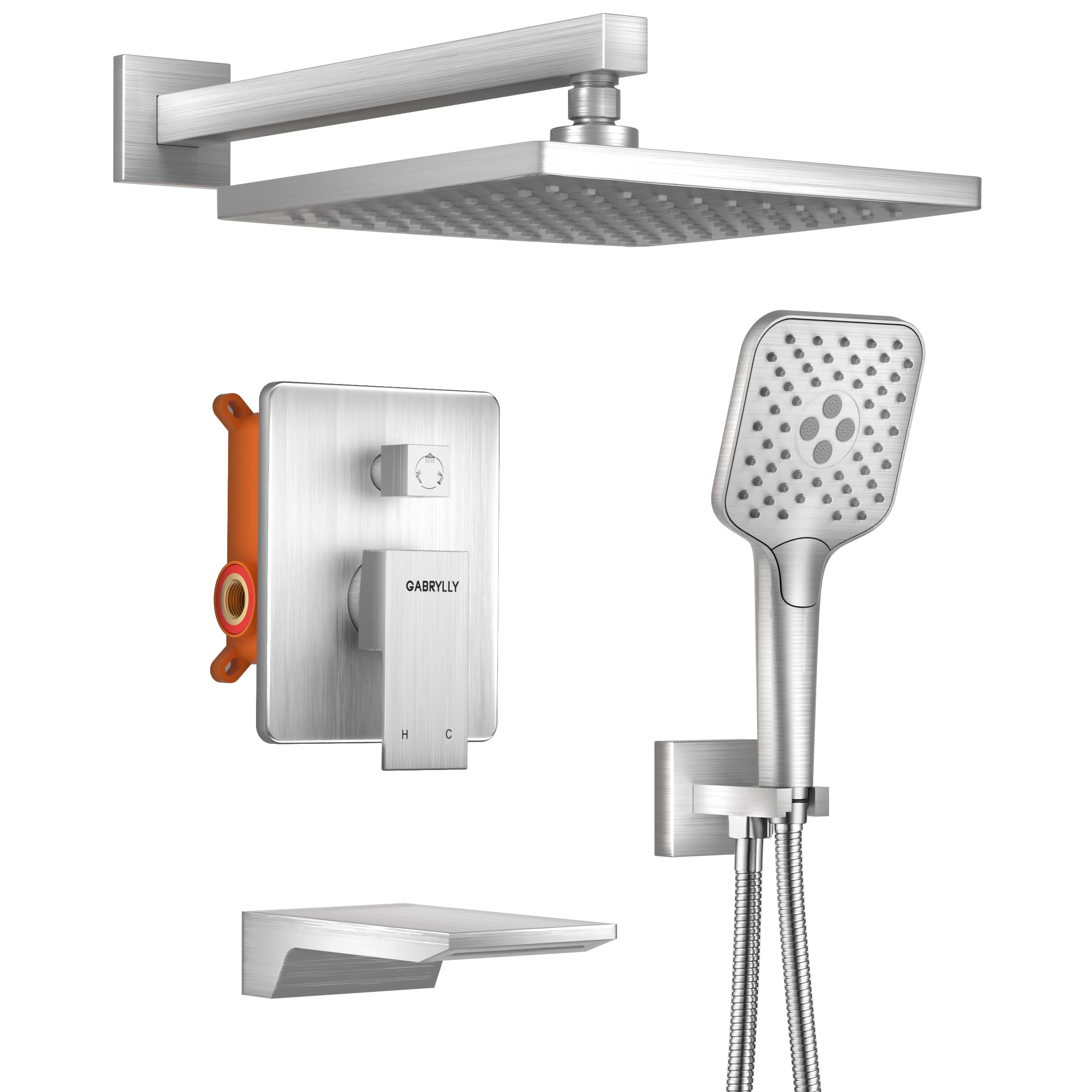 Gabrylly Wall Mounted Shower Faucet Set with 10