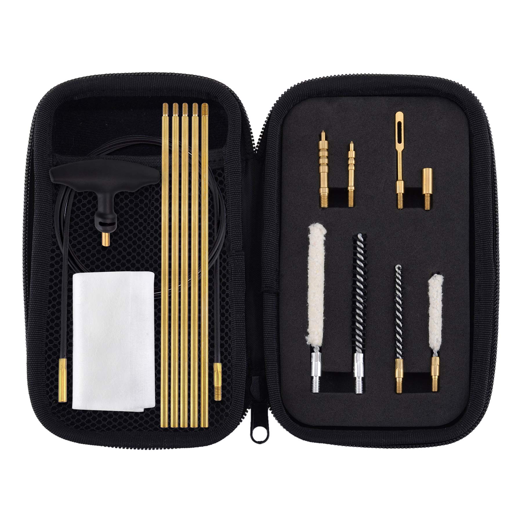 Boosteady .177 & .22 Caliber Airgun Cleaning Kit - Brass Rod, Nylon Brushes, Cotton Mop in Zippered Case | Perfect for Pellet Gun Maintenance & Field Cleaning | Hunting, Target Shooting & Air Rifle Care