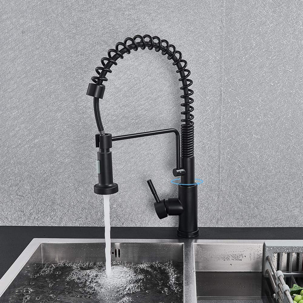 Matte Black Pull Down Sensor Kitchen Faucet with Smart Touch Control - Sensitive Touchless Water Mixer Tap for Modern Kitchen Sink, Ideal for Cooking, Washing Dishes and Hands-Free Cleaning