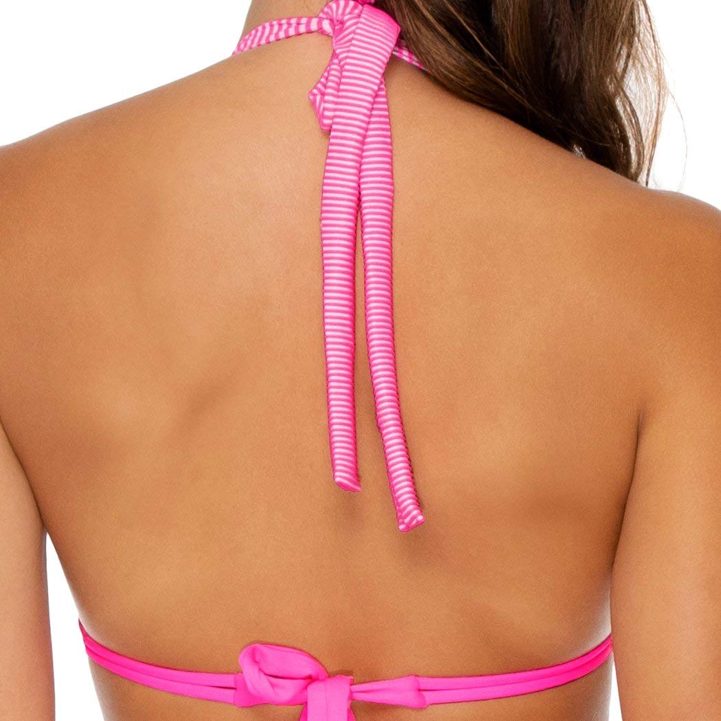 Luli Fama Women's Luli Babe in Miami Halter Bikini Top - Barbie Pink | Sexy Swimwear for Beach, Pool & Vacation | Adjustable Straps & Comfortable Fit