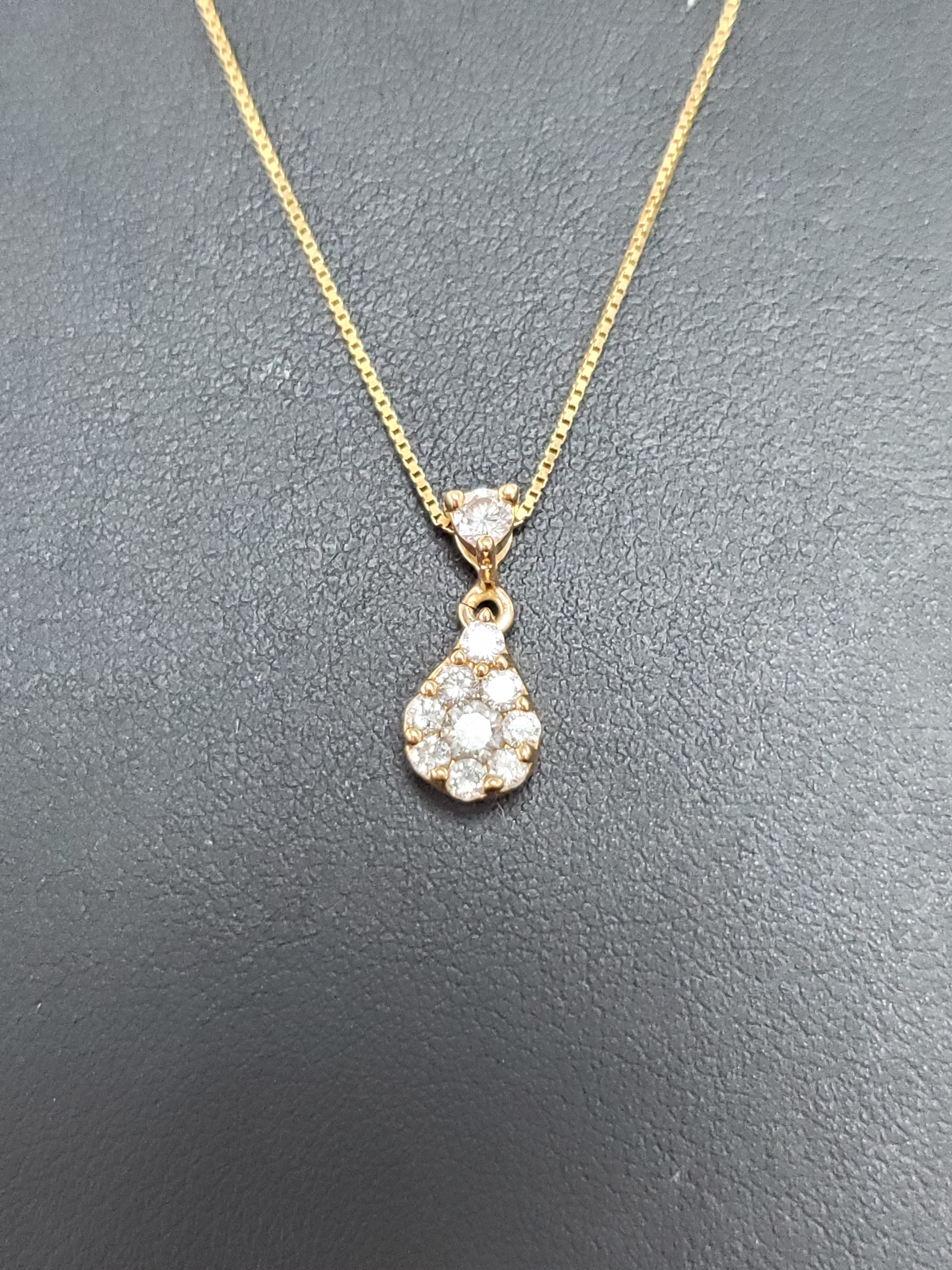 0.5 Carat Diamond Teardrop Pendant Necklace in 14K Yellow Gold - Elegant Jewelry Gift for Women, Perfect for Weddings, Anniversaries & Special Occasions