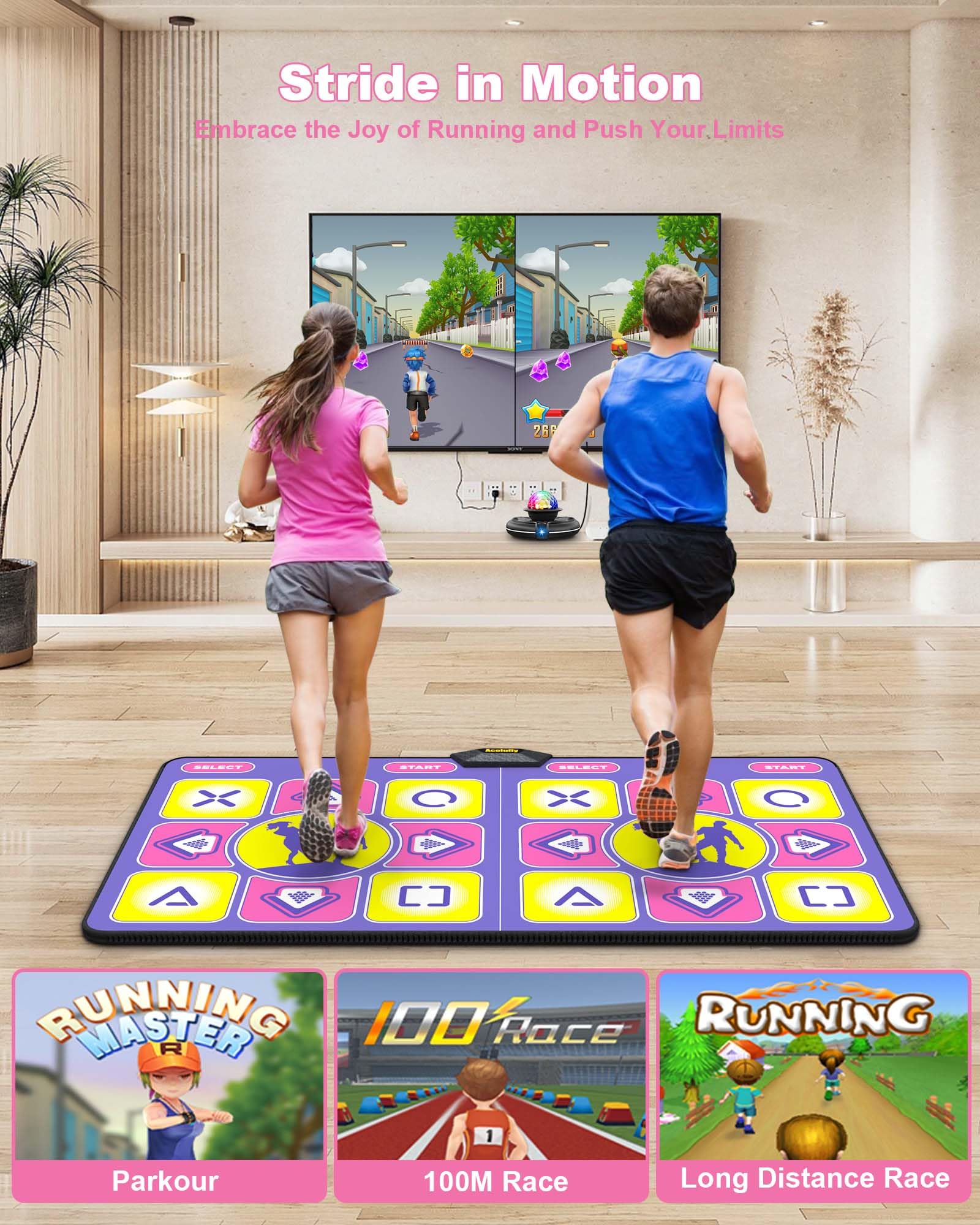 Wireless Electronic Dance Mat for TV with Camera - Anti-Slip Fitness Dance Pad for Kids & Adults, Perfect Gift for 3-12 Year Old Boys & Girls - Great for Family Game Nights, Birthday Parties & Indoor Exercise (Purple)