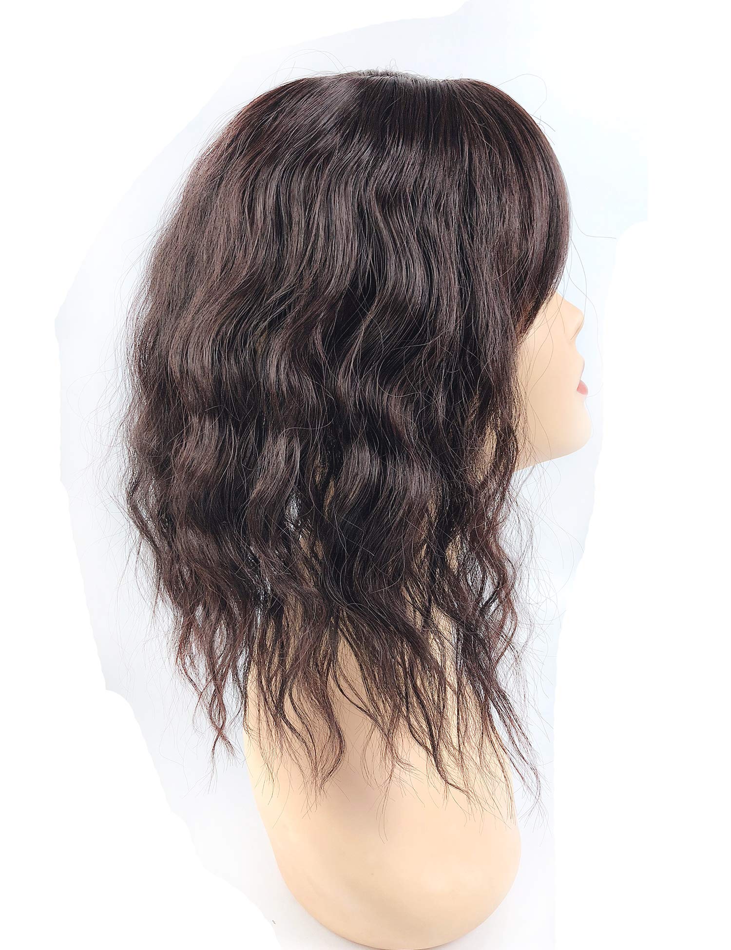 Clip-In Water Wavy Hair Topper with Choppy Fringe - 35cm Thick Middle Part Crown Piece (Black) | Perfect for Hair Loss, Thinning Hair & Instant Volume | Great for Daily Wear, Parties & Special Occasions