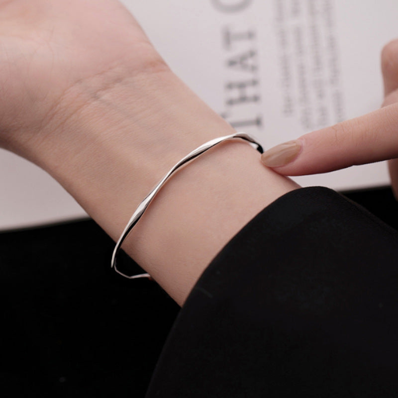 Mobius Gold Silver Open Cuff Bangle Bracelet for Women | Trendy Minimalist Jewelry | Perfect for Everyday Wear, Office & Special Occasions | HB637