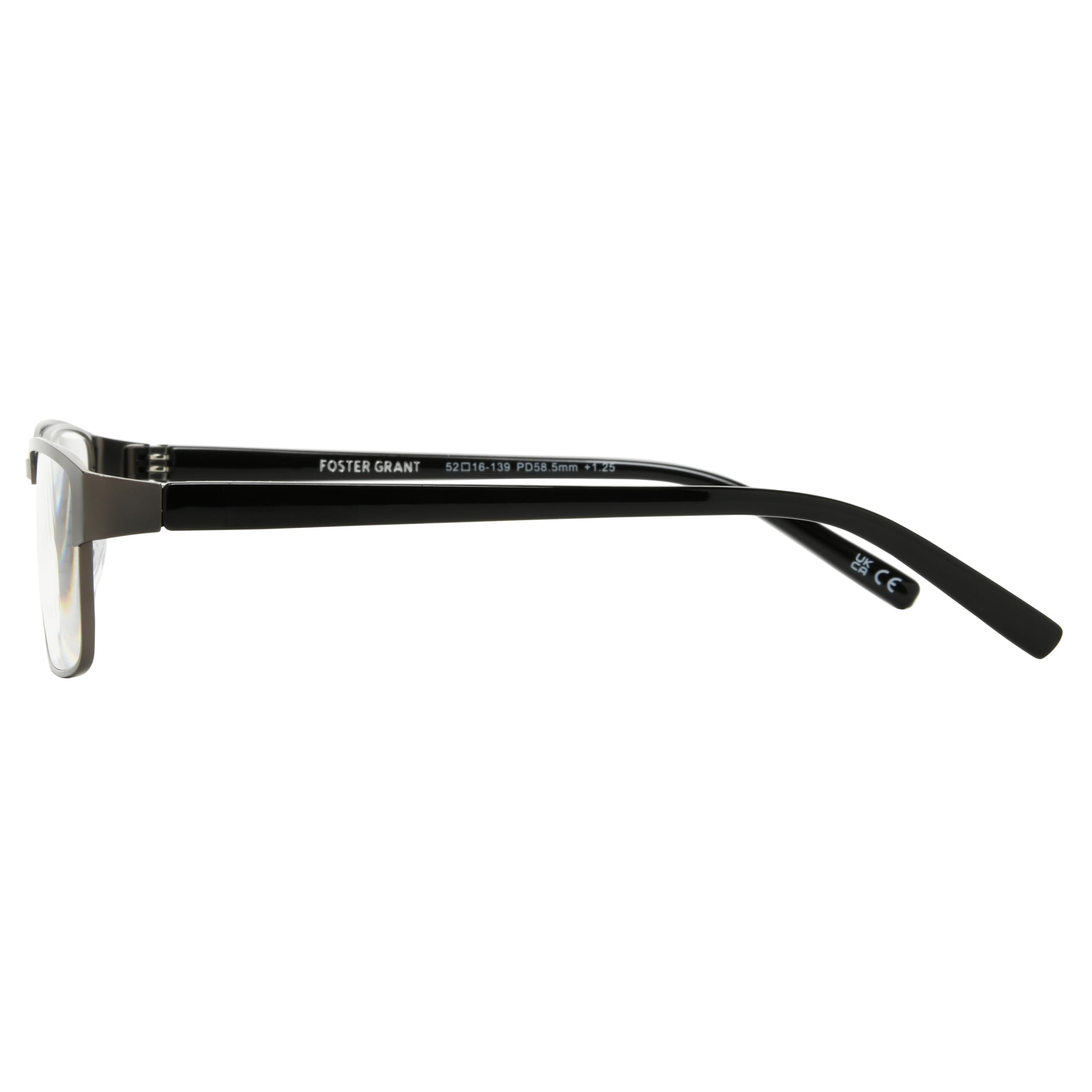 Foster Grant Men's Leo Square Reading Glasses +1.50 +2.00 +2.50 +3.00 Strength - Lightweight Metal Frame for Computer, Reading & Office Use