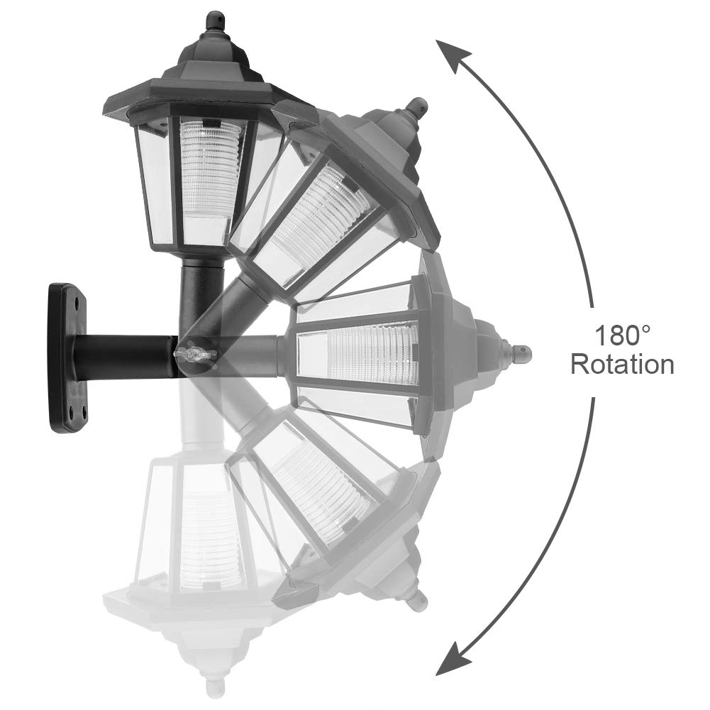 2 Pack Solar Wall Lanterns - Hexagon Wall Sconce with 180° Rotation, Waterproof Outdoor Solar Lights for Deck, Patio, Stairs, Yard & Pathway | Automatic Decorative Porch Lighting for Evening Ambience & Safety